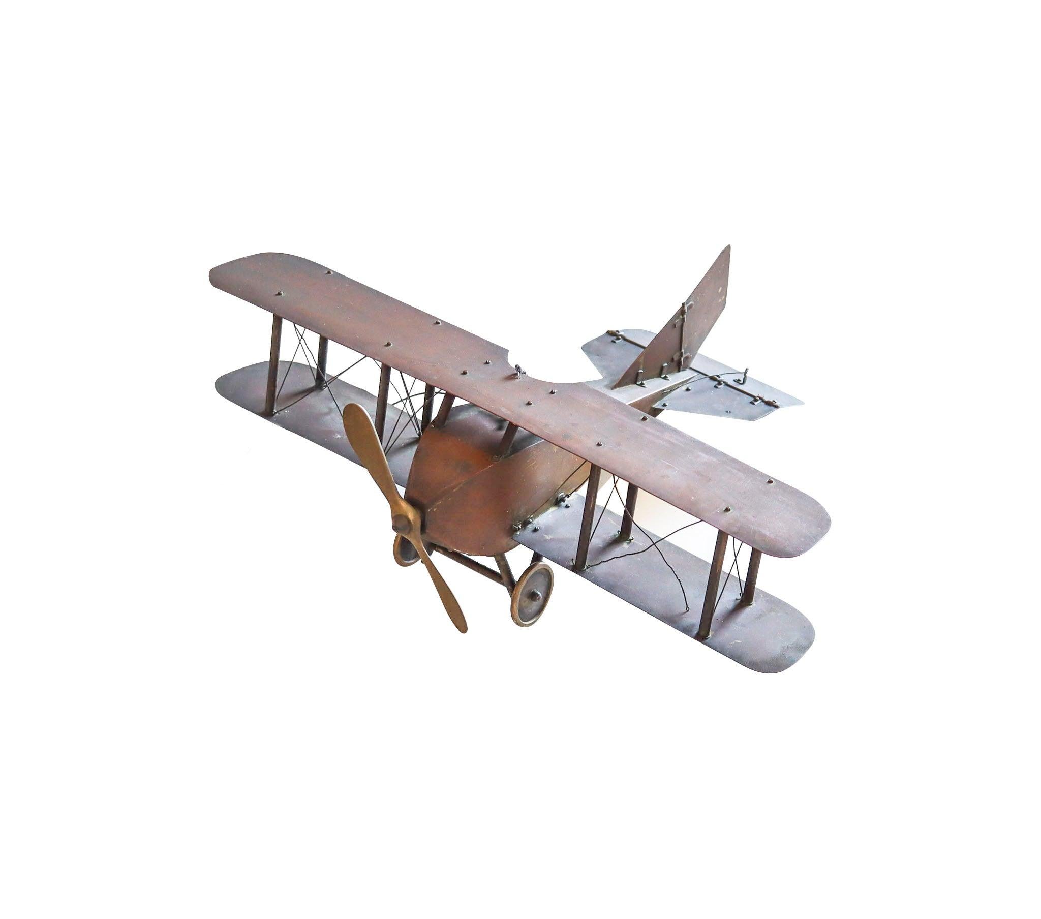 FRANZÖSISCH 1915 Mechanische WWI Doppeldecker Flugzeug Skala Modell In Kupfer und Bronze (Frühes 20. Jahrhundert) im Angebot