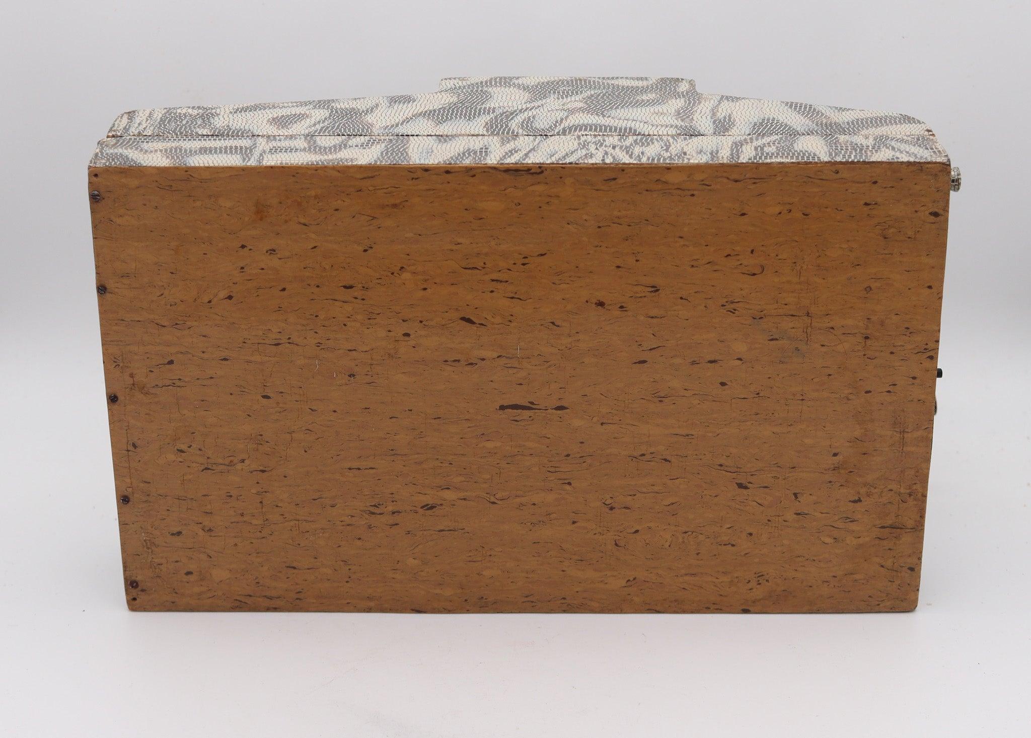 Art Deco FRENCH 1918 Art-Deco Lacquered Desk Cigar Box In The Shape of a WWI Tank For Sale