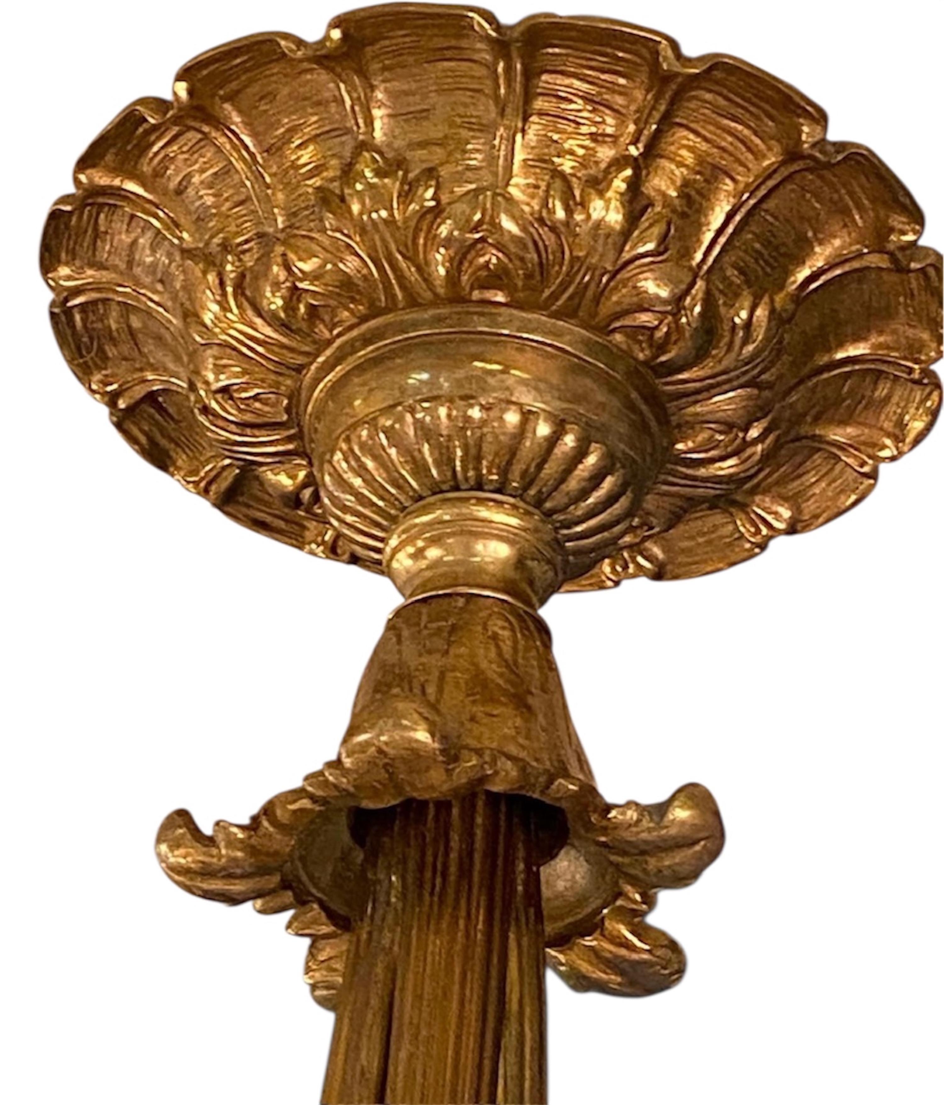 Lustre à 3 lumières en bronze doré Dore des années 1920/30 en vente 5