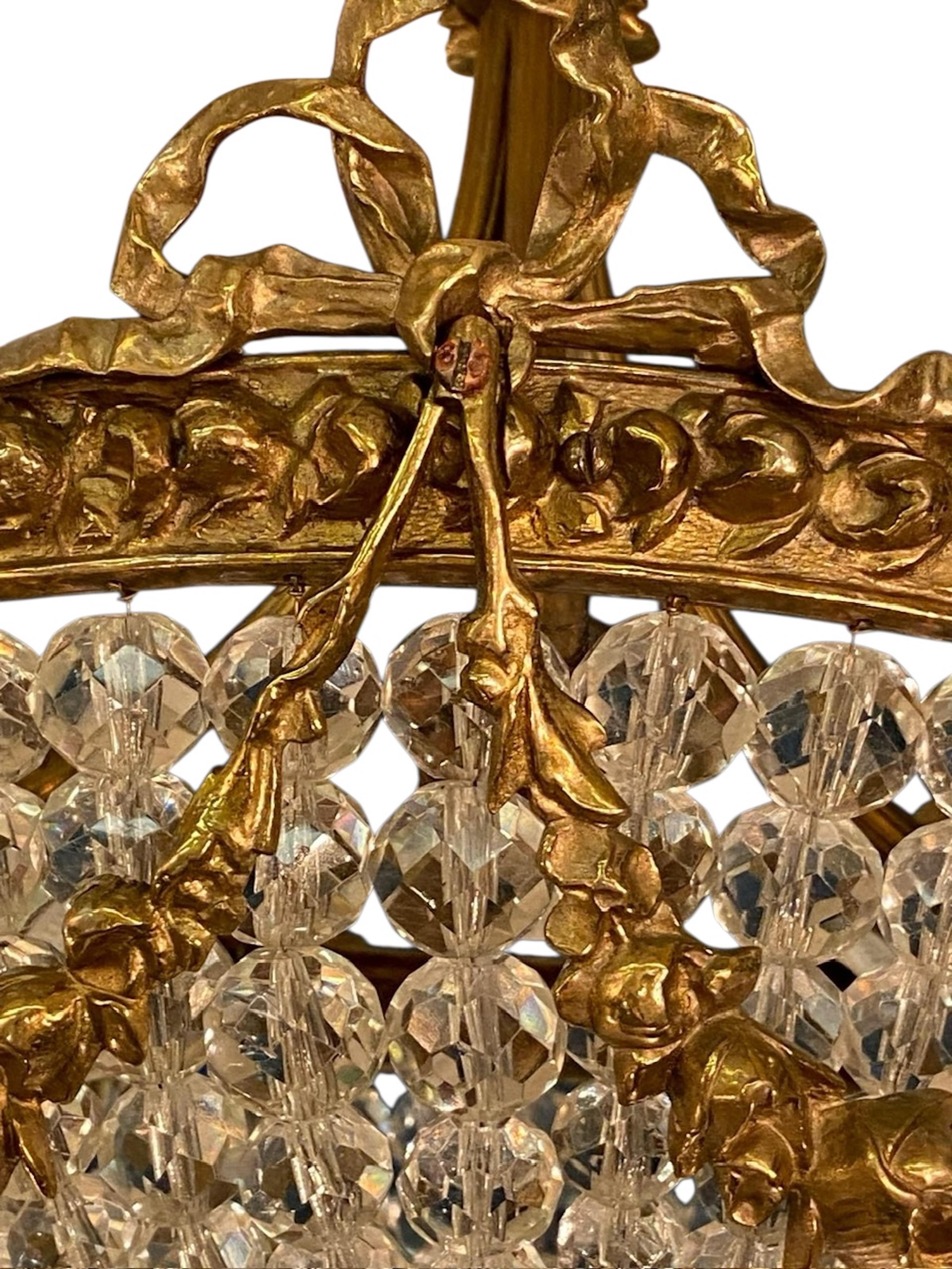 Lustre à 3 lumières en bronze doré Dore des années 1920/30 en vente 7