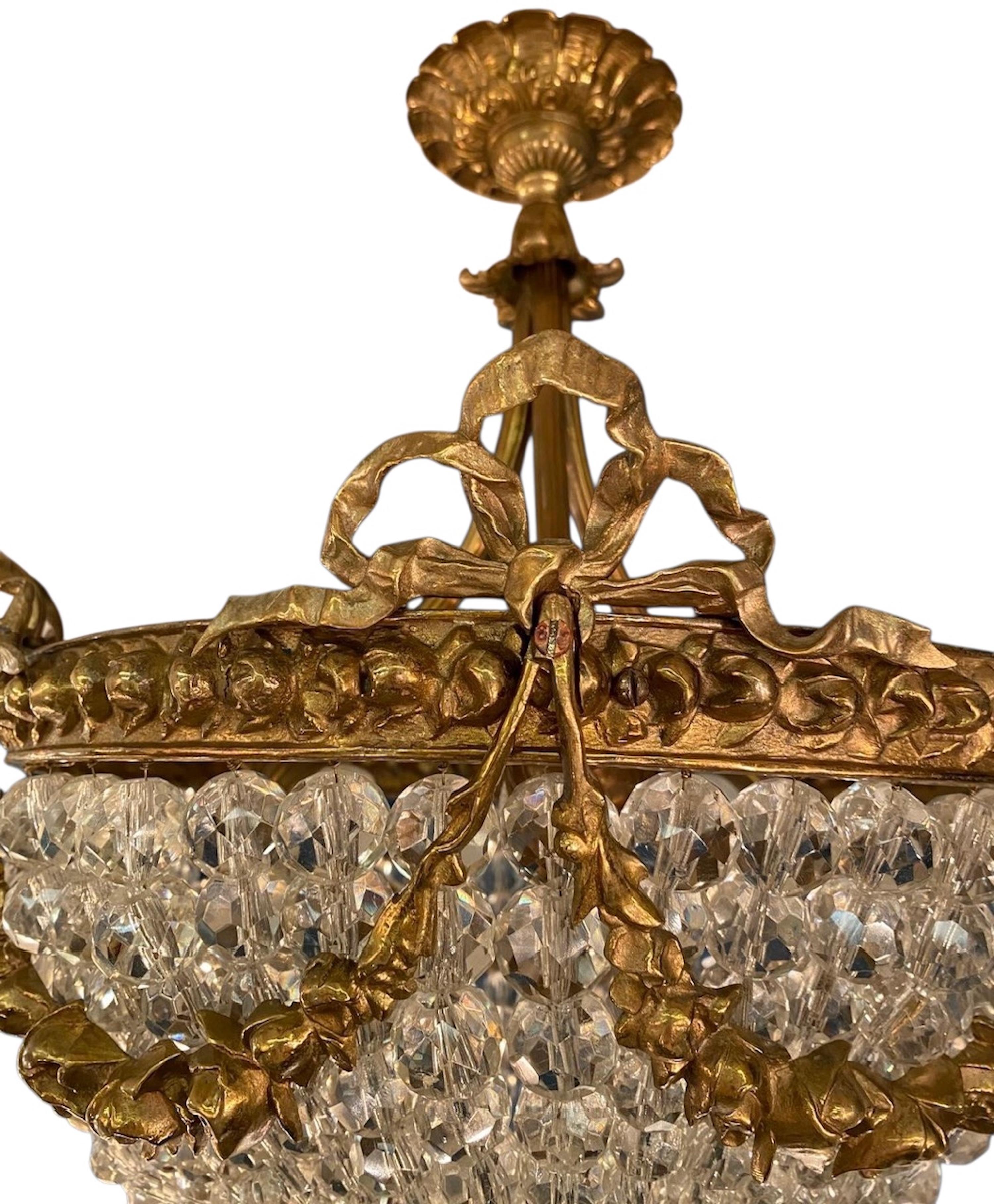 Lustre à 3 lumières en bronze doré Dore des années 1920/30 en vente 8