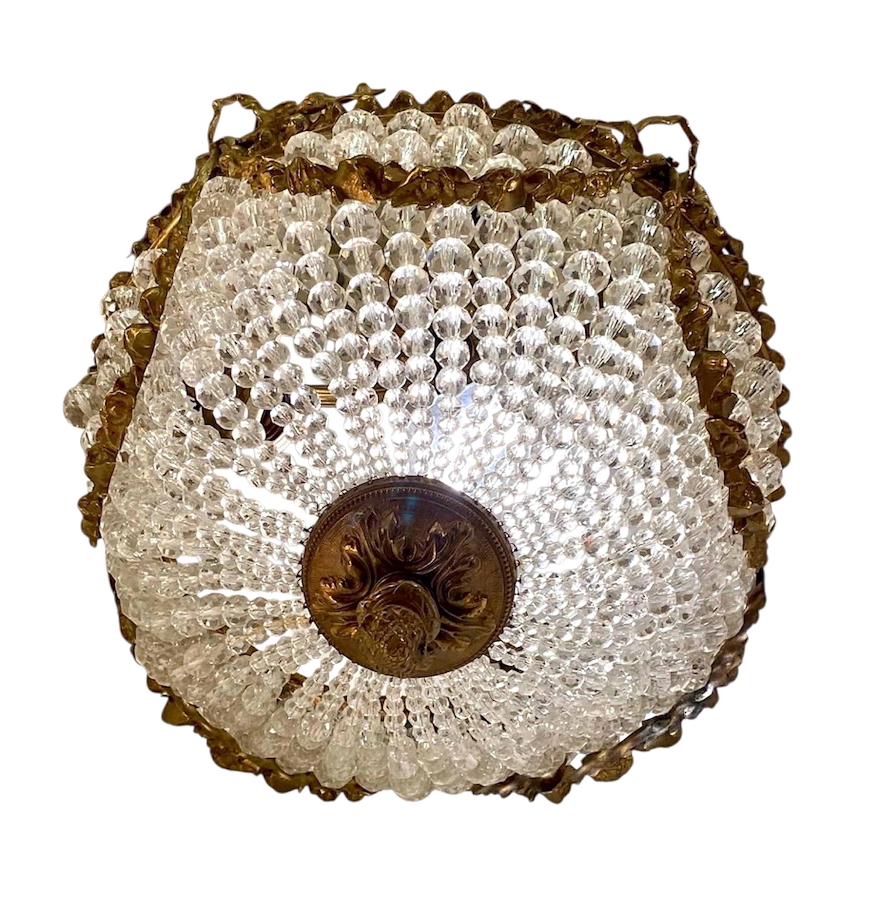 Lustre à 3 lumières en bronze doré Dore des années 1920/30 Bon état - En vente à Montclair, NY