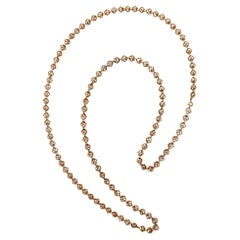 French 1920 Art Deco Geometric Long Necklace Chain In Solid 18Kt Yellow Gold