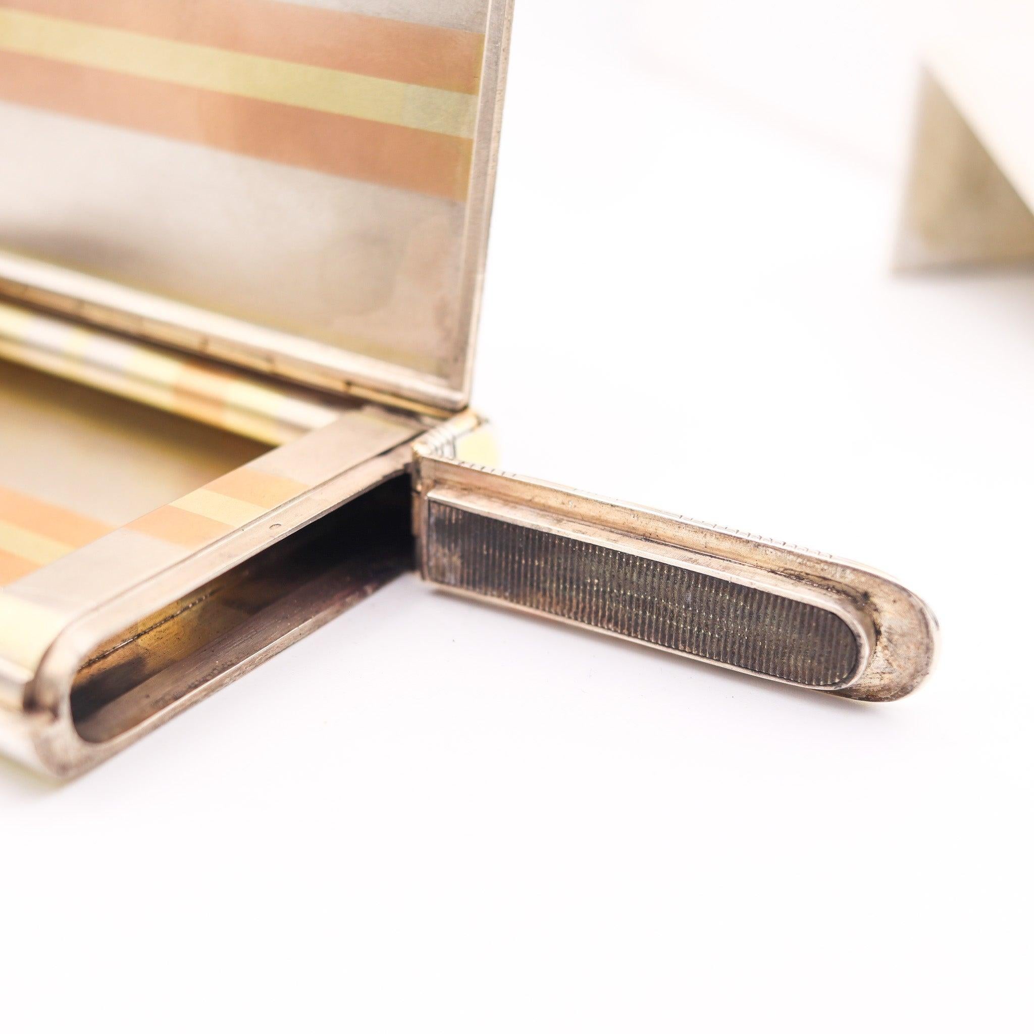Early 20th Century FRENCH 1920 Art Deco Sterling & 18Kt Gold Cigarette Vesta Striker For Sale