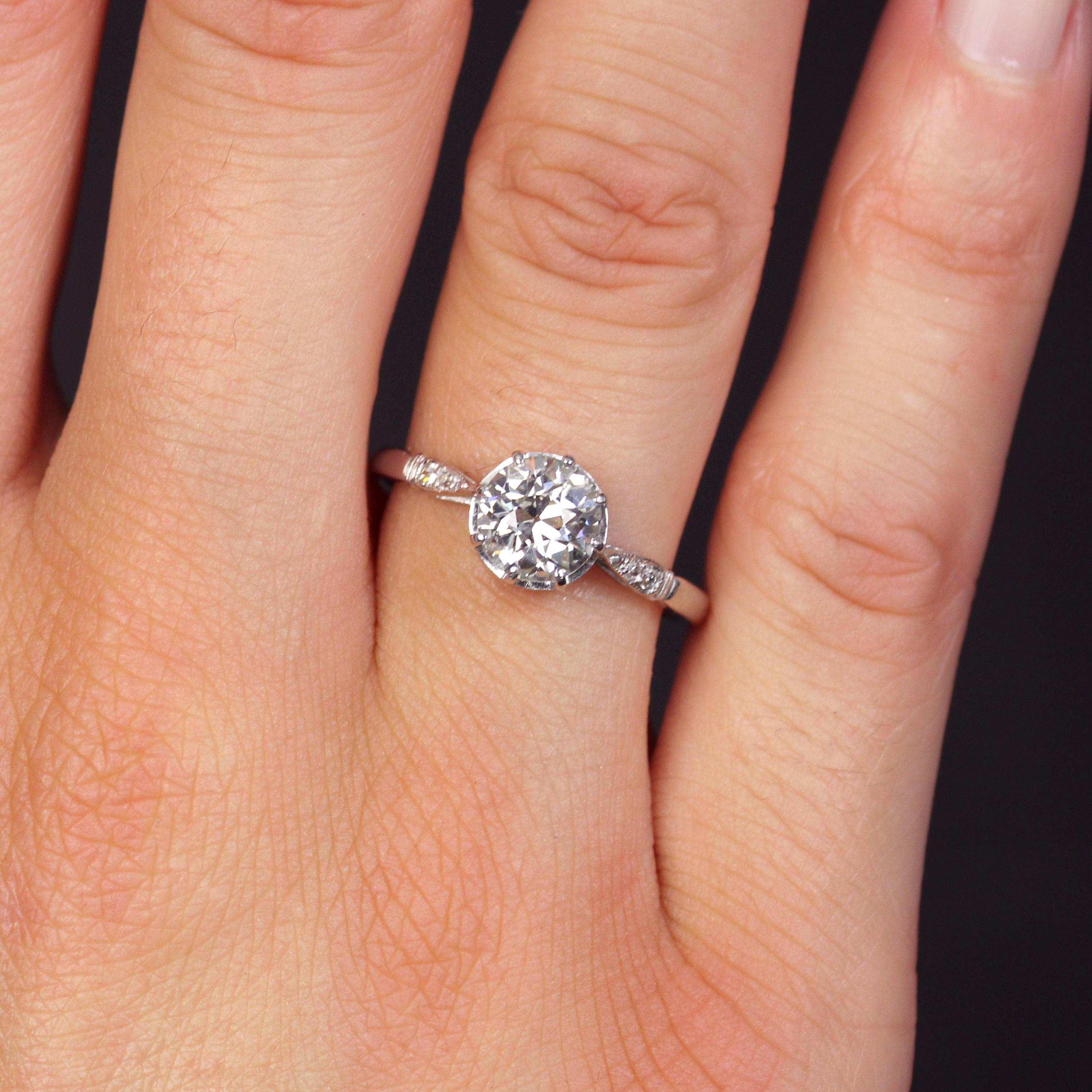 French 1920s 1.10 Carat Diamond Platinum Solitaire Ring 7
