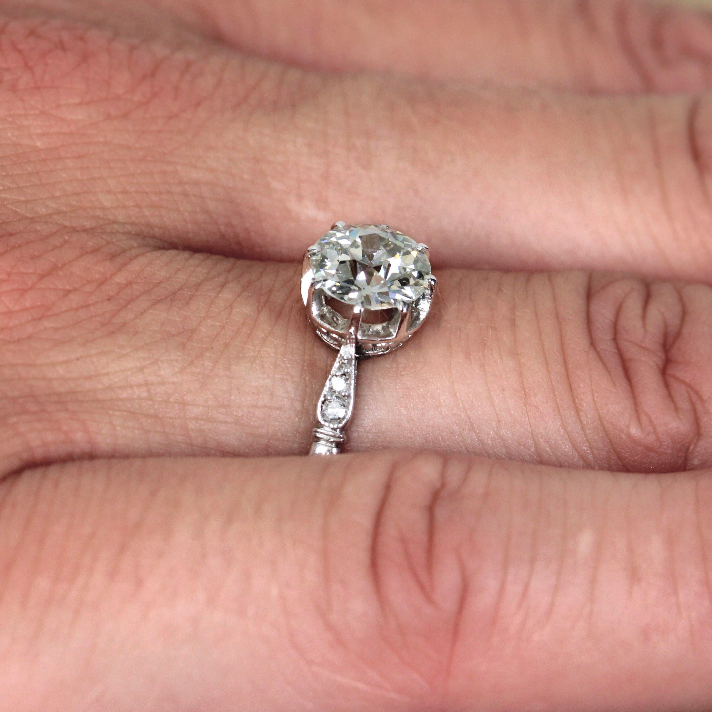 French 1920s 1.10 Carat Diamond Platinum Solitaire Ring 8