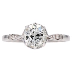 French 1920s 1.10 Carat Diamond Platinum Solitaire Ring