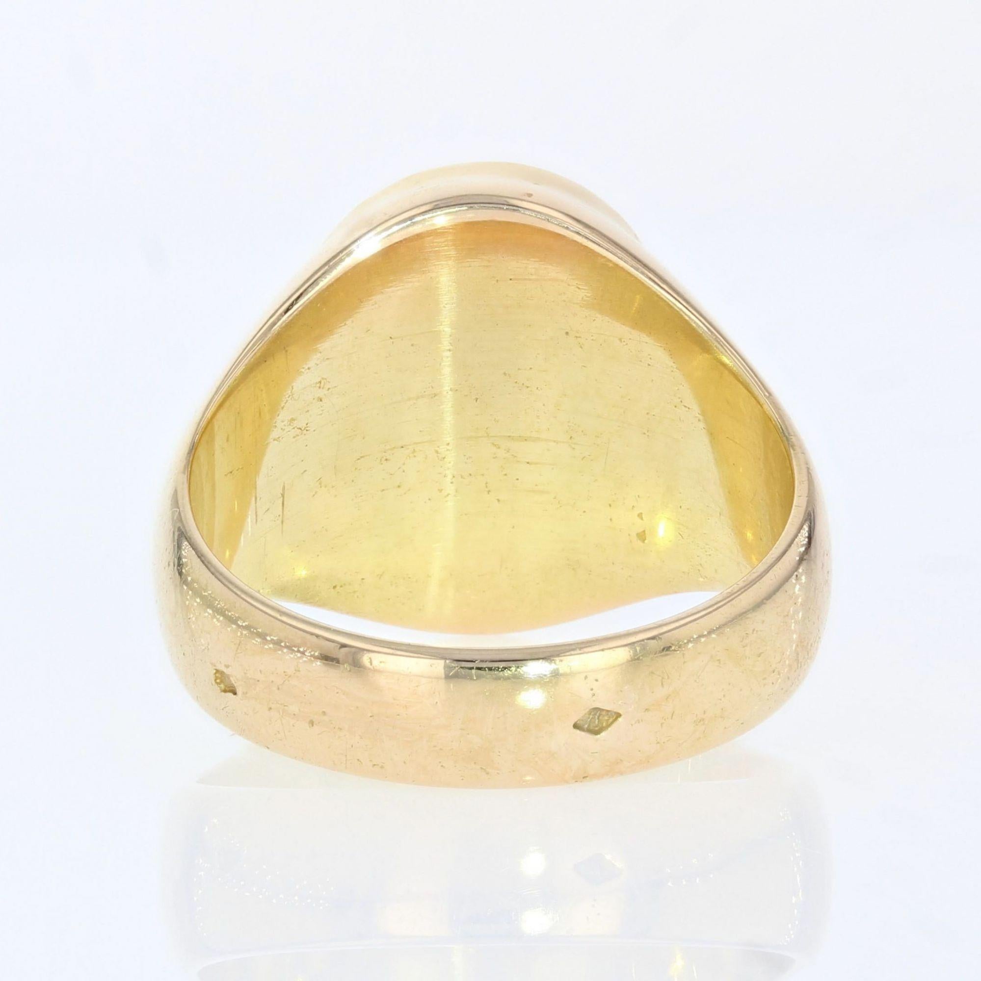 French 1920s 8.60 Carat Jade 18 Karat Yellow Gold Men Ring 4