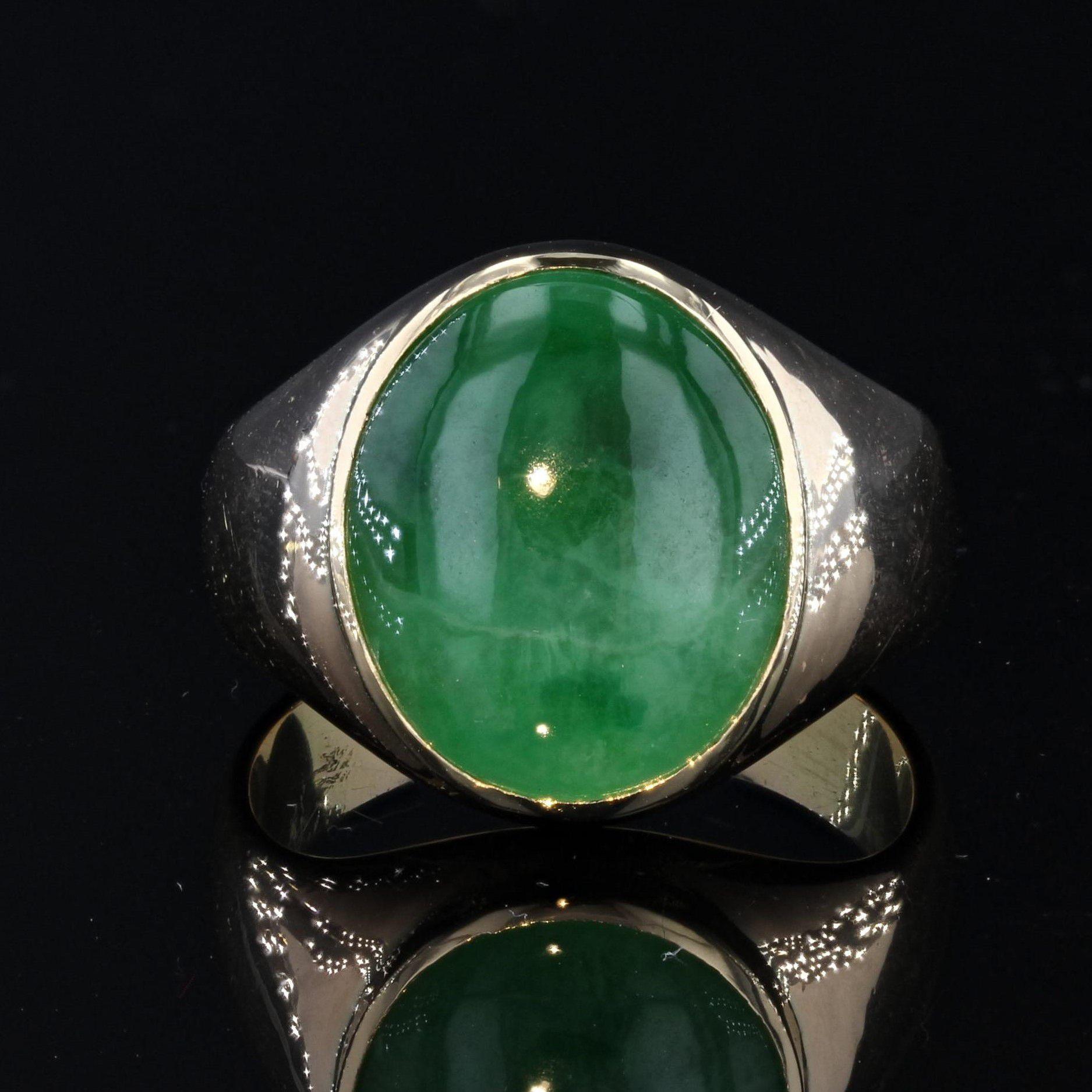 18k gold jade mens ring
