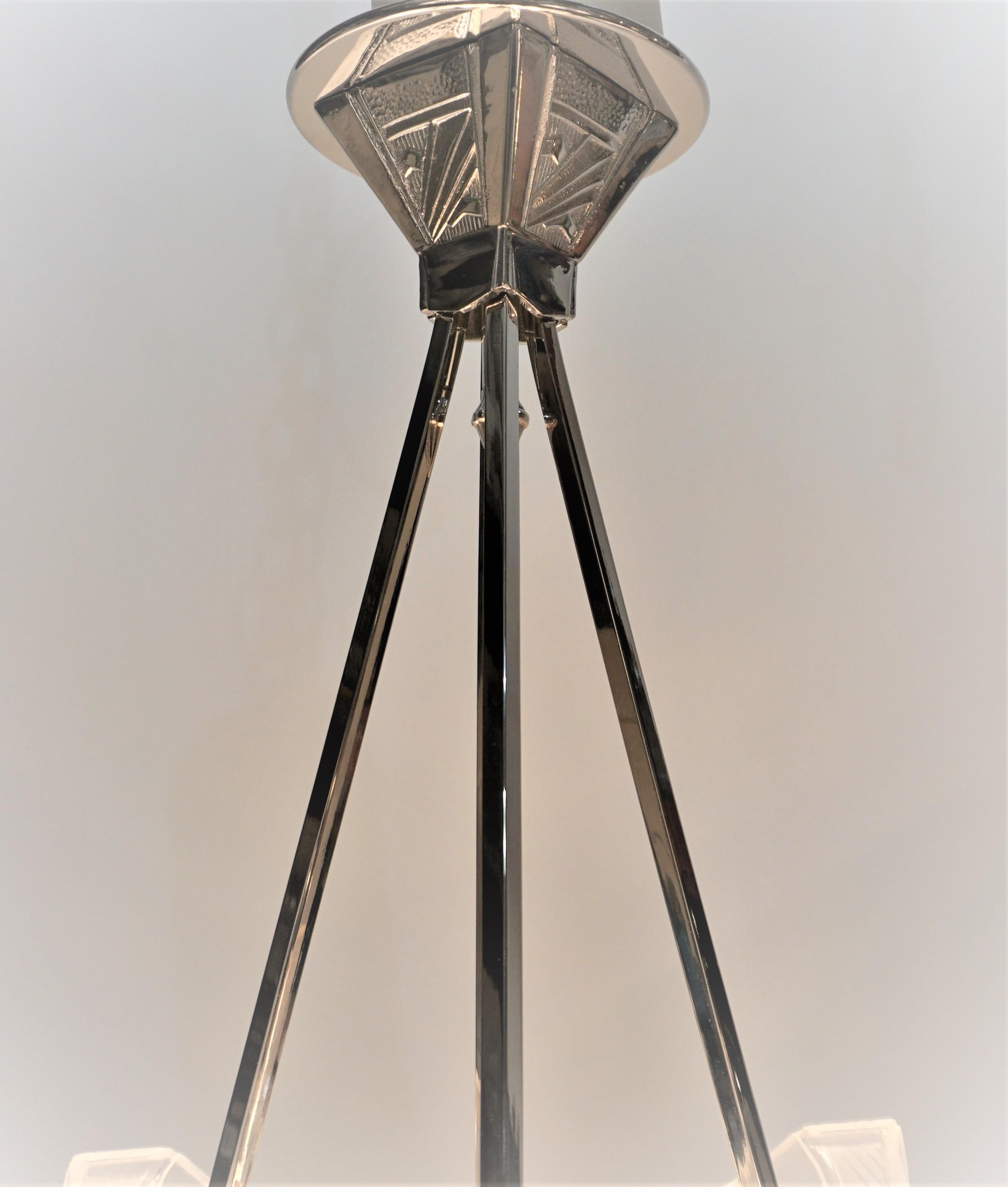 French 1920's Art Deco Chandelier by E.J.G In Good Condition In Fairfax, VA