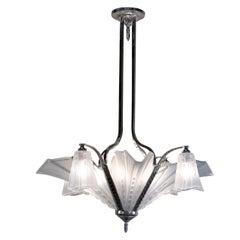Antique French 1920's Art Deco Chandelier by E.J.G