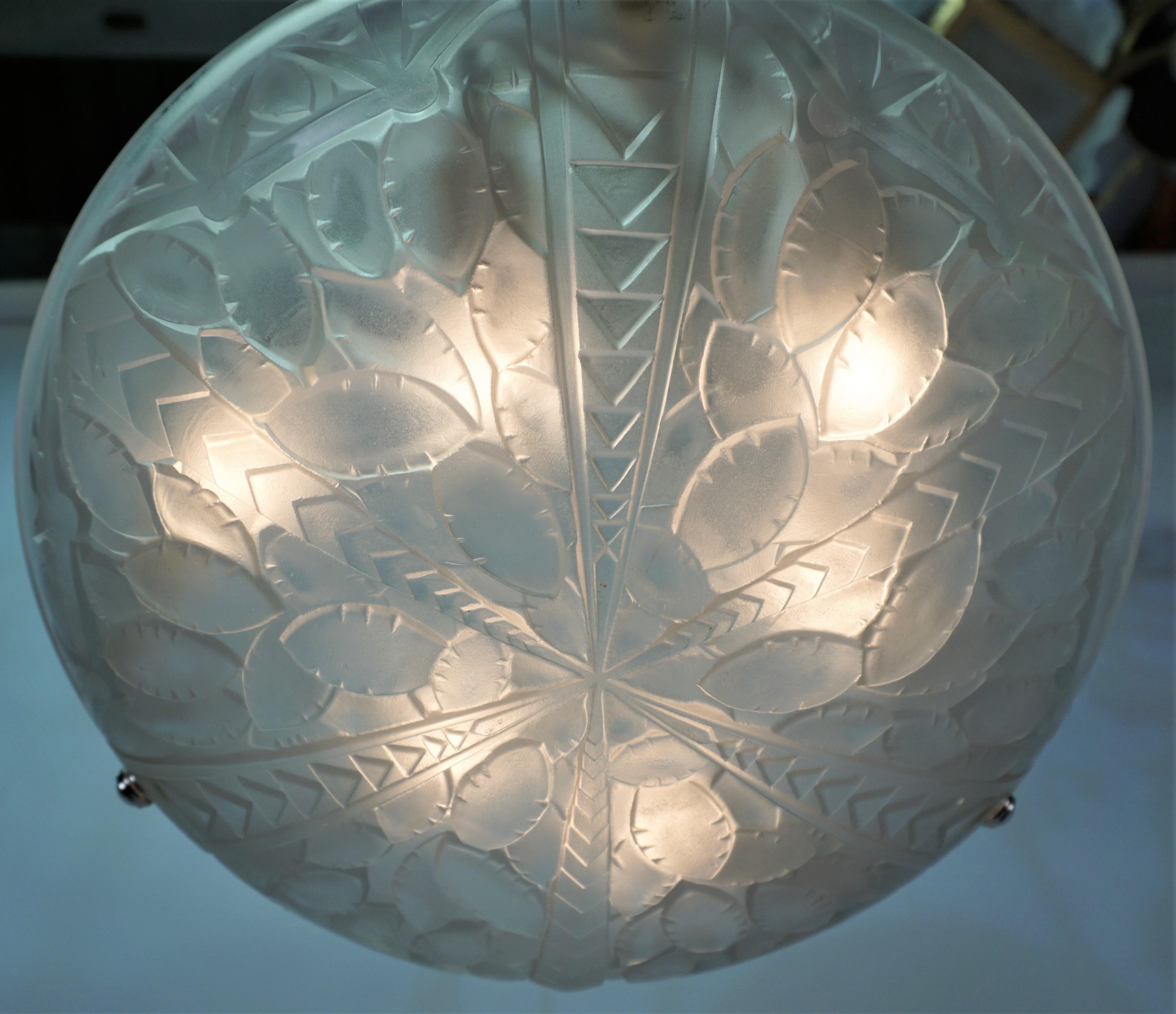 Early 20th Century French 1920's Art Deco Chandelier by G. Viarme