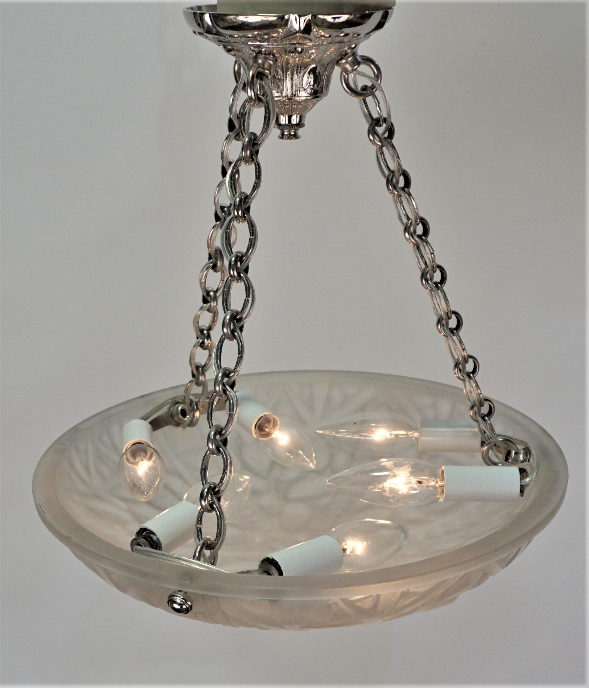 French 1920's Art Deco Chandelier by G. Viarme 1