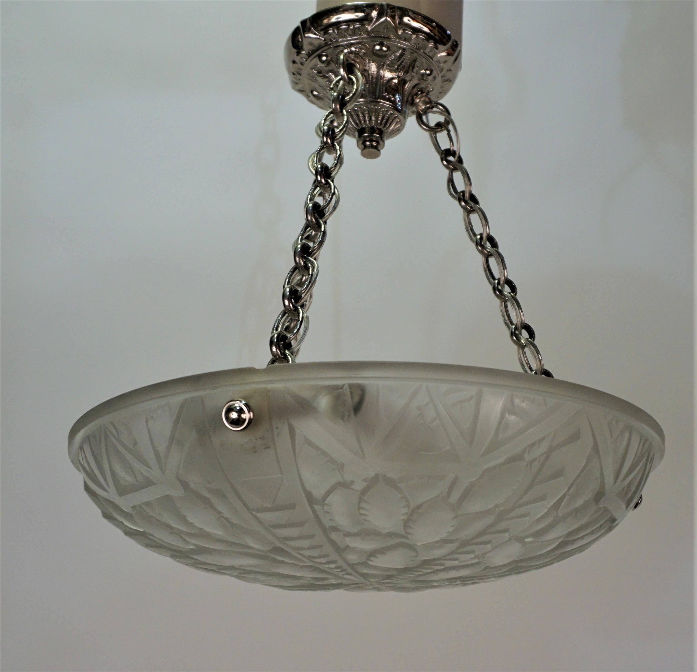French 1920's Art Deco Chandelier by G. Viarme 2