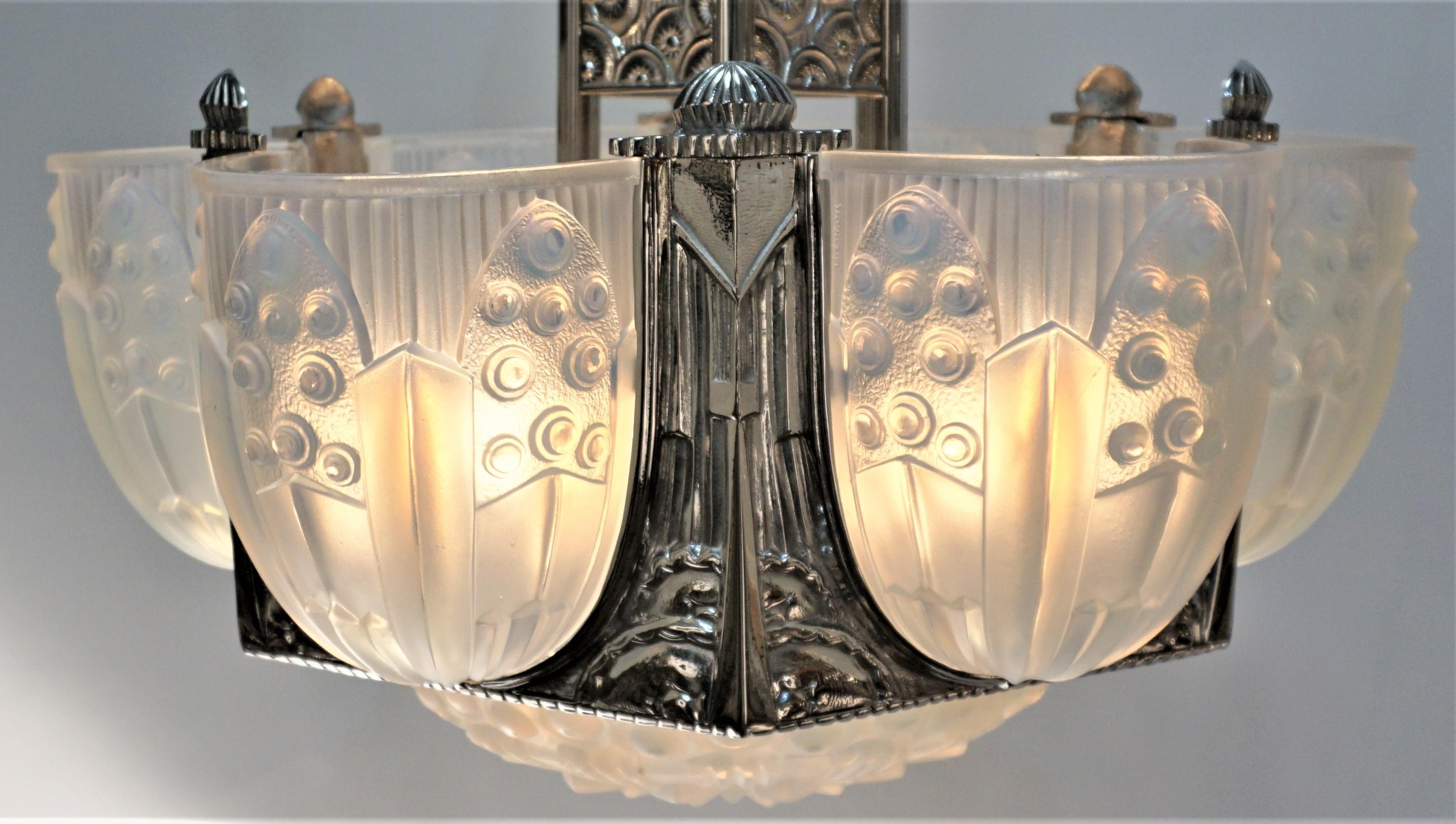 French 1920's Art Deco Chandelier by George Leleu 7