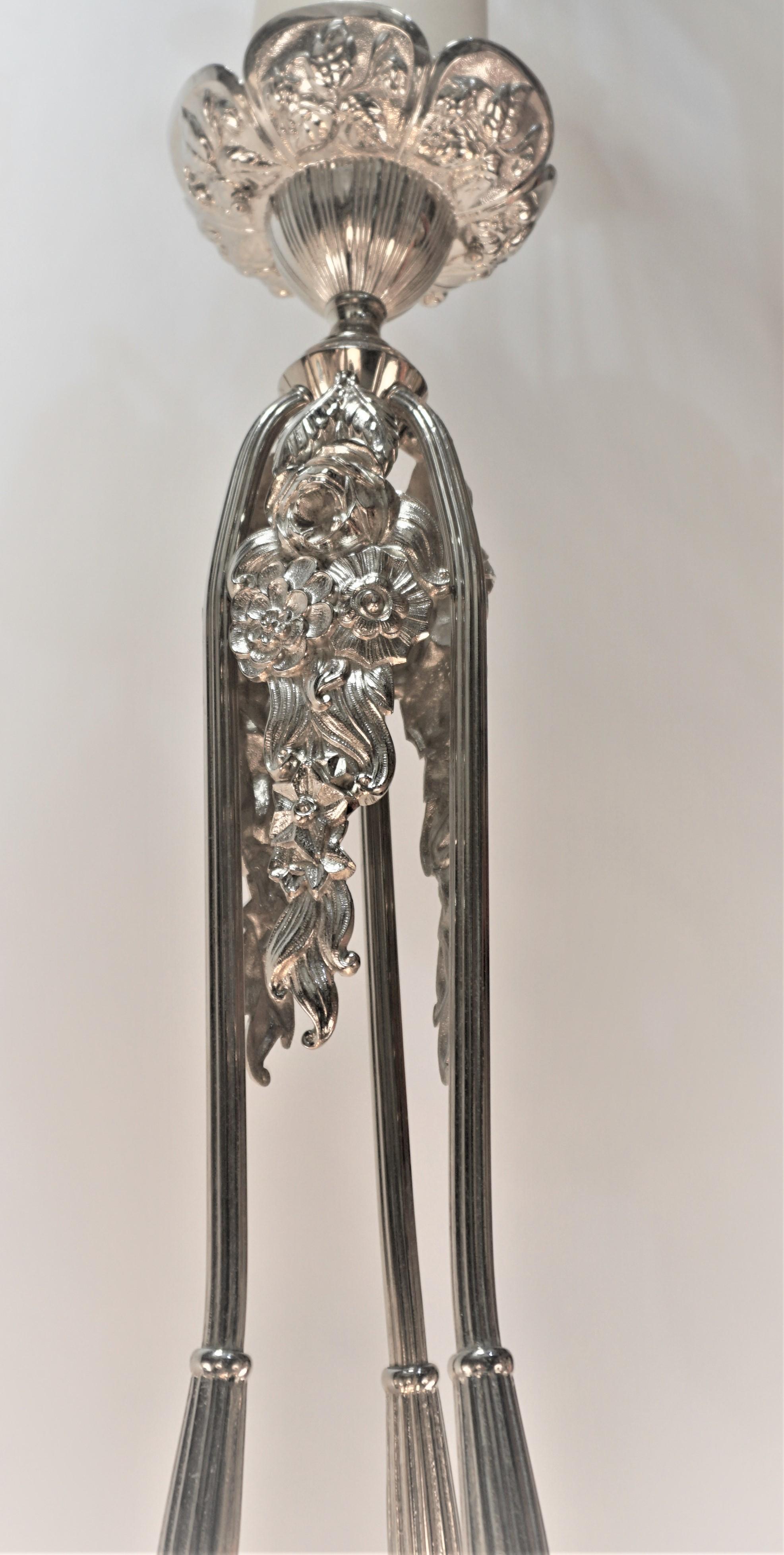 Art-Déco-Kronleuchter von Gilles aus den 1920er Jahren (Glas) im Angebot