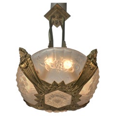 French 1920's Art Deco Chandelier by Gilles