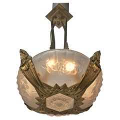 Antique French 1920's Art Deco Chandelier by Gilles