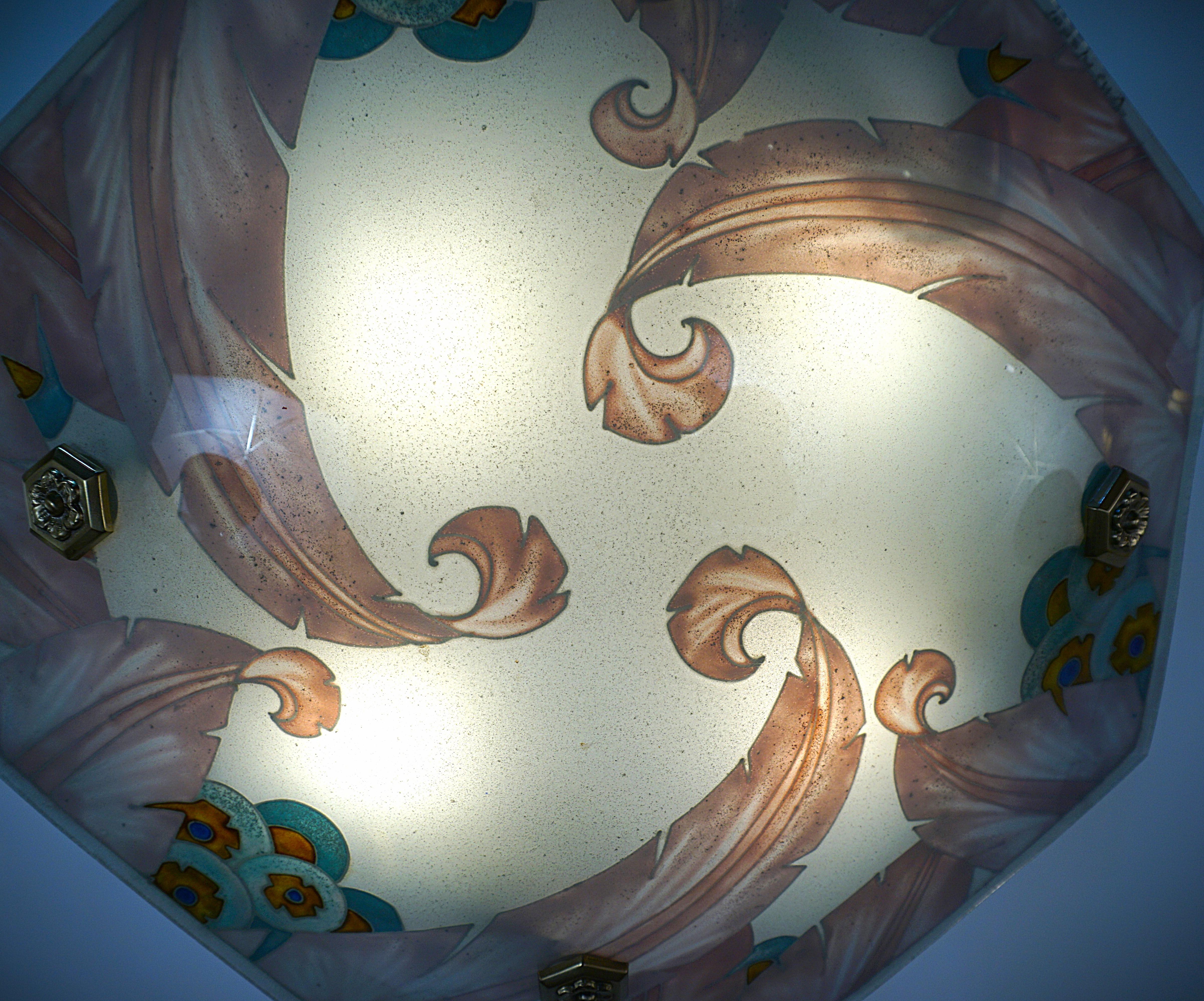 Bronze French 1920's Art Deco Chandelier by Loys Lucha For Sale