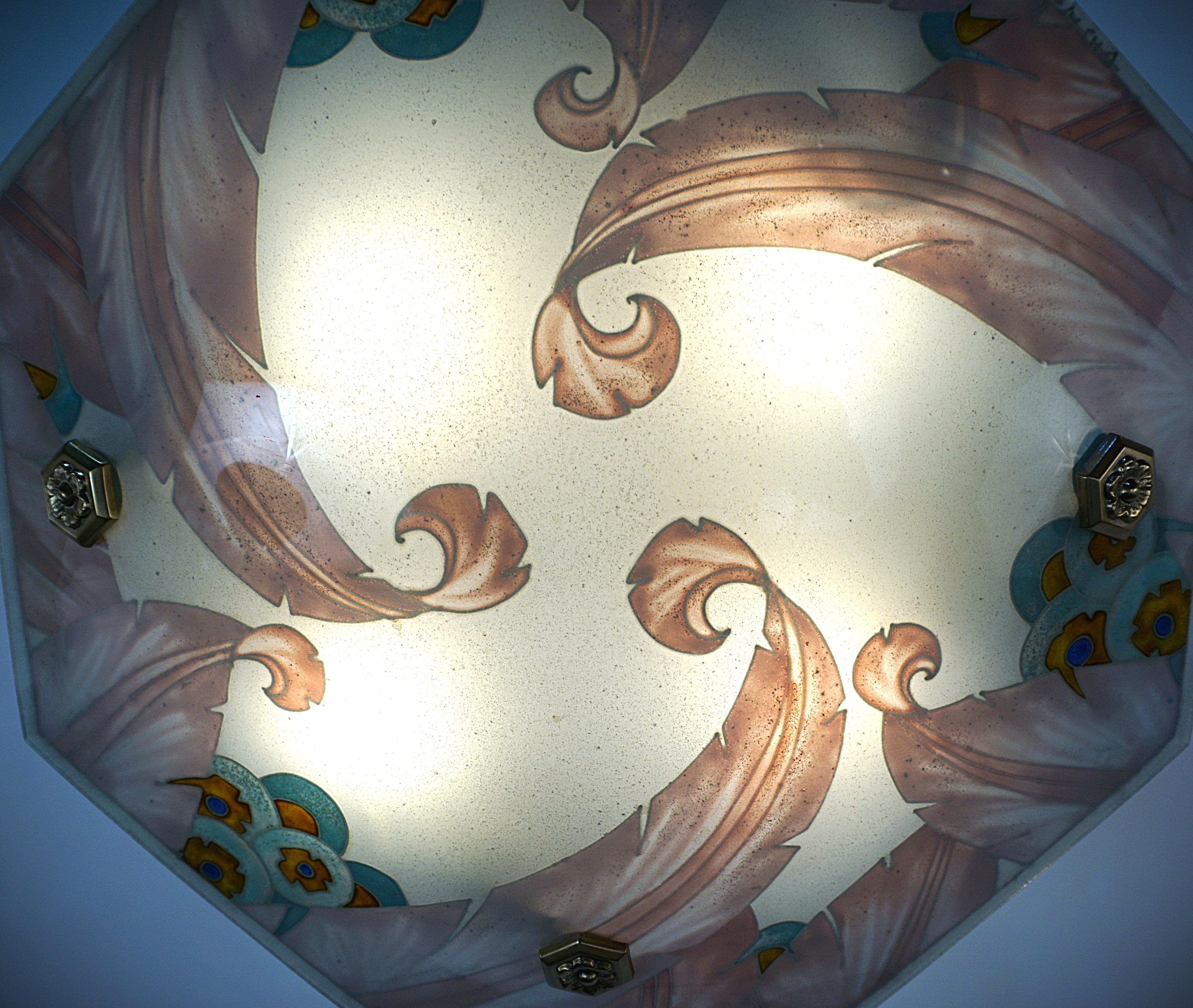 French 1920's Art Deco Chandelier by Loys Lucha For Sale 1