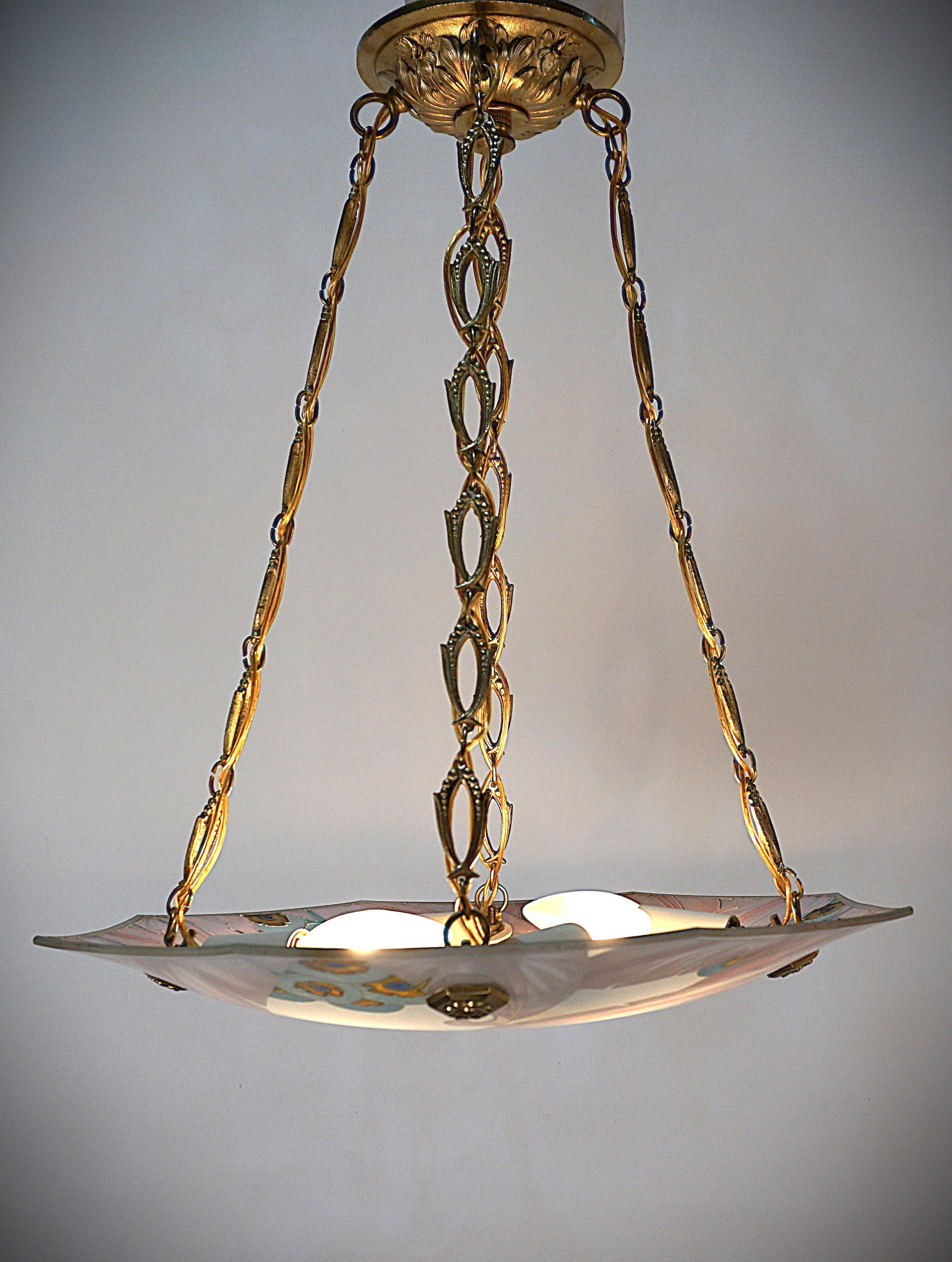 French 1920's Art Deco Chandelier by Loys Lucha For Sale 2