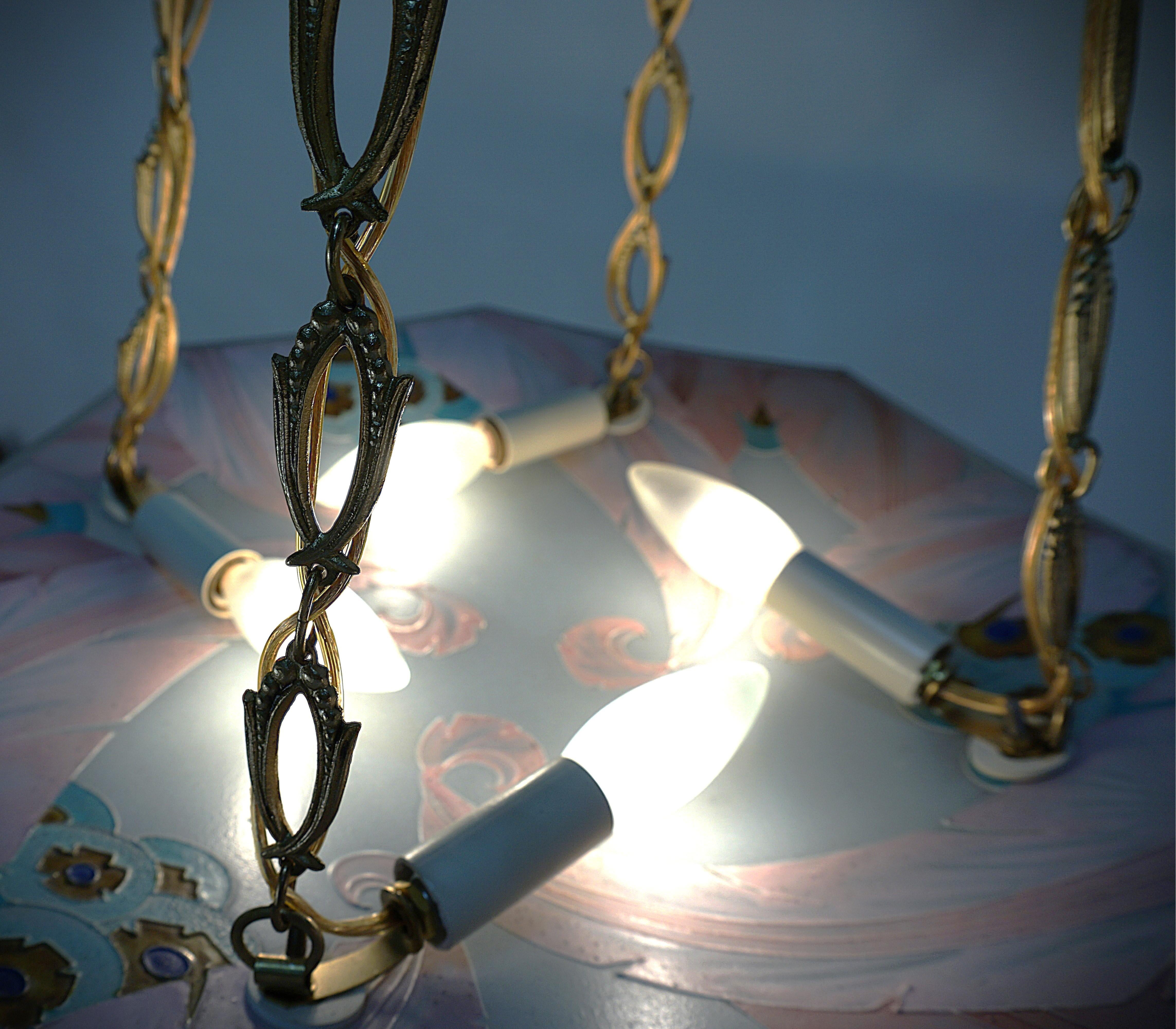 French 1920's Art Deco Chandelier by Loys Lucha For Sale 3