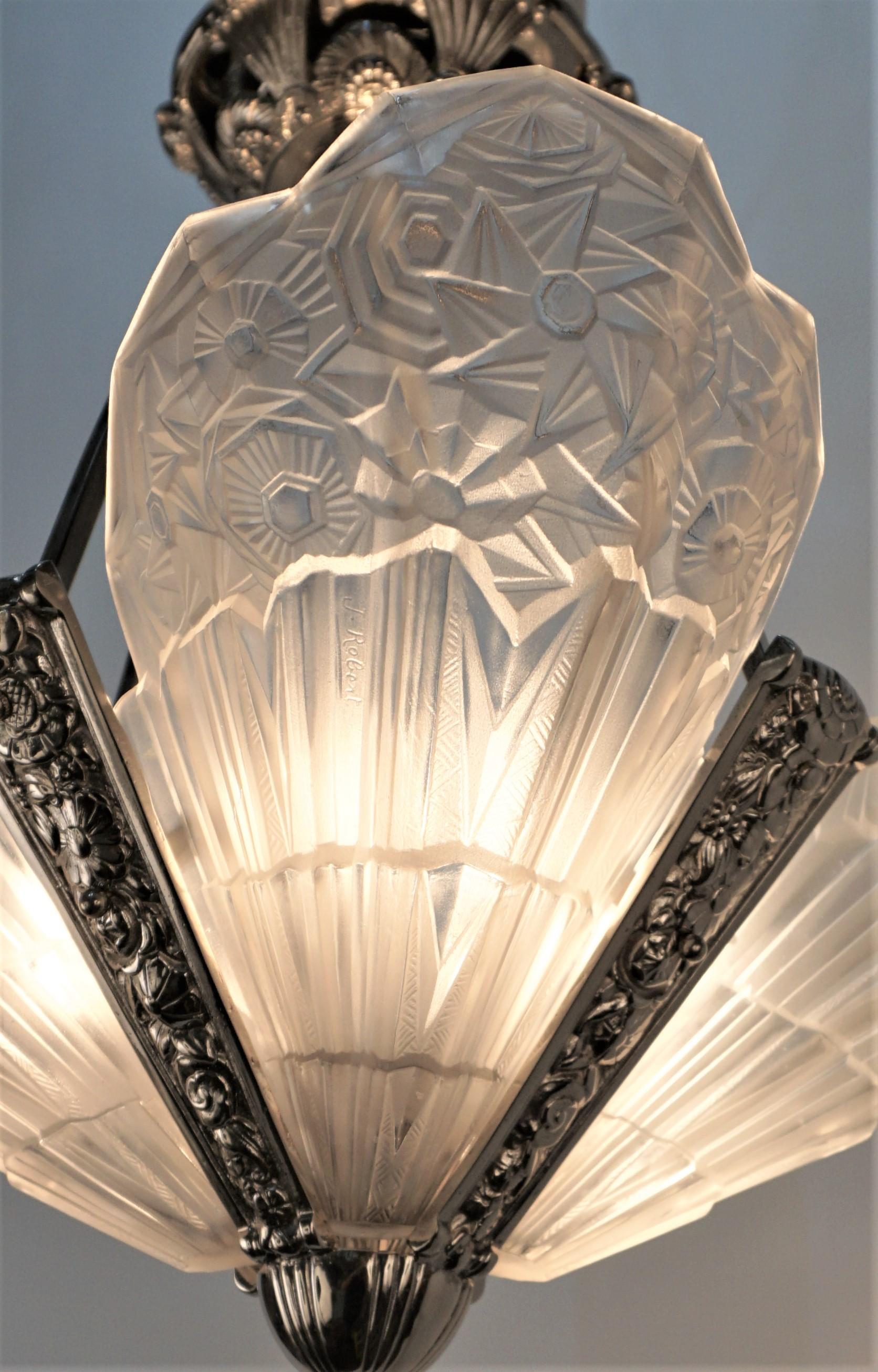 Early 20th Century French 1920's Art Deco Chandelier