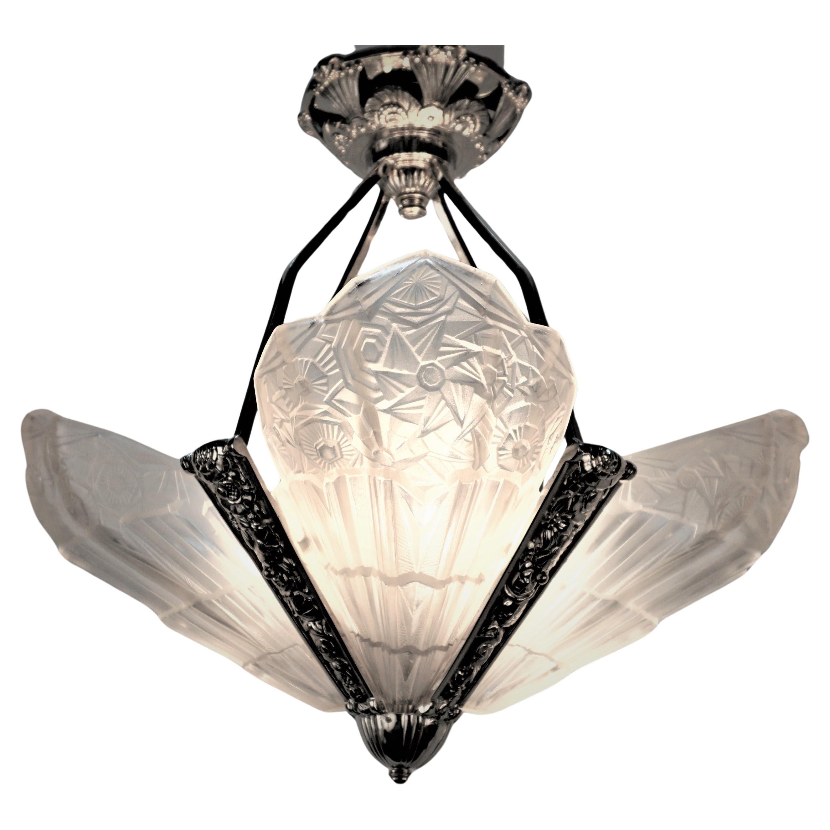 Image showcasing Crystal Art Deco Chandelier at 1stDibs