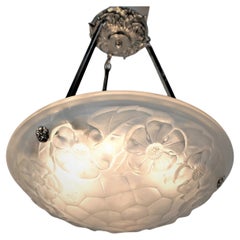French 1920's Art Deco Chandelier, Pendent Light by Ros