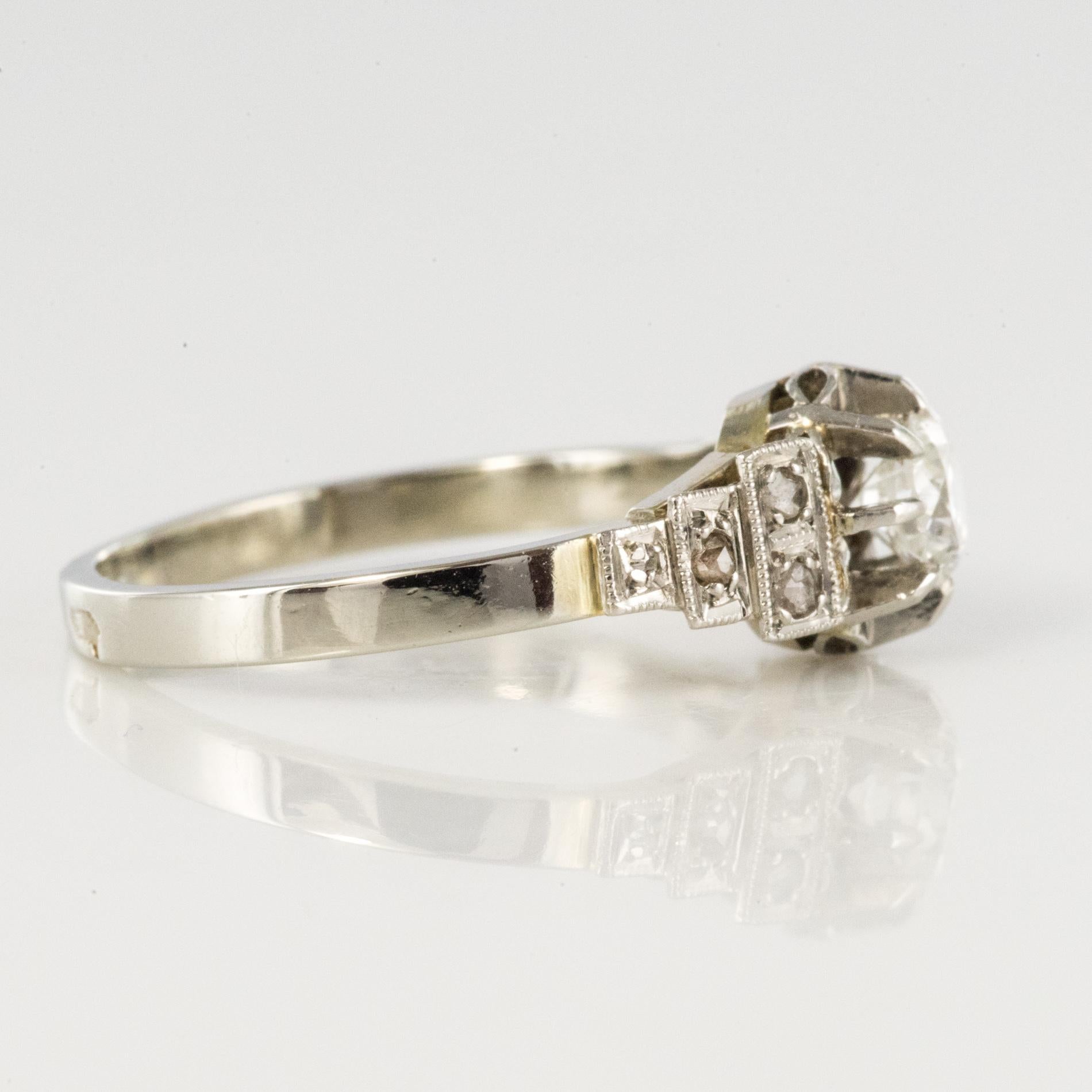 French 1920s Art Deco Diamonds 18 Karat White Gold Ring 5