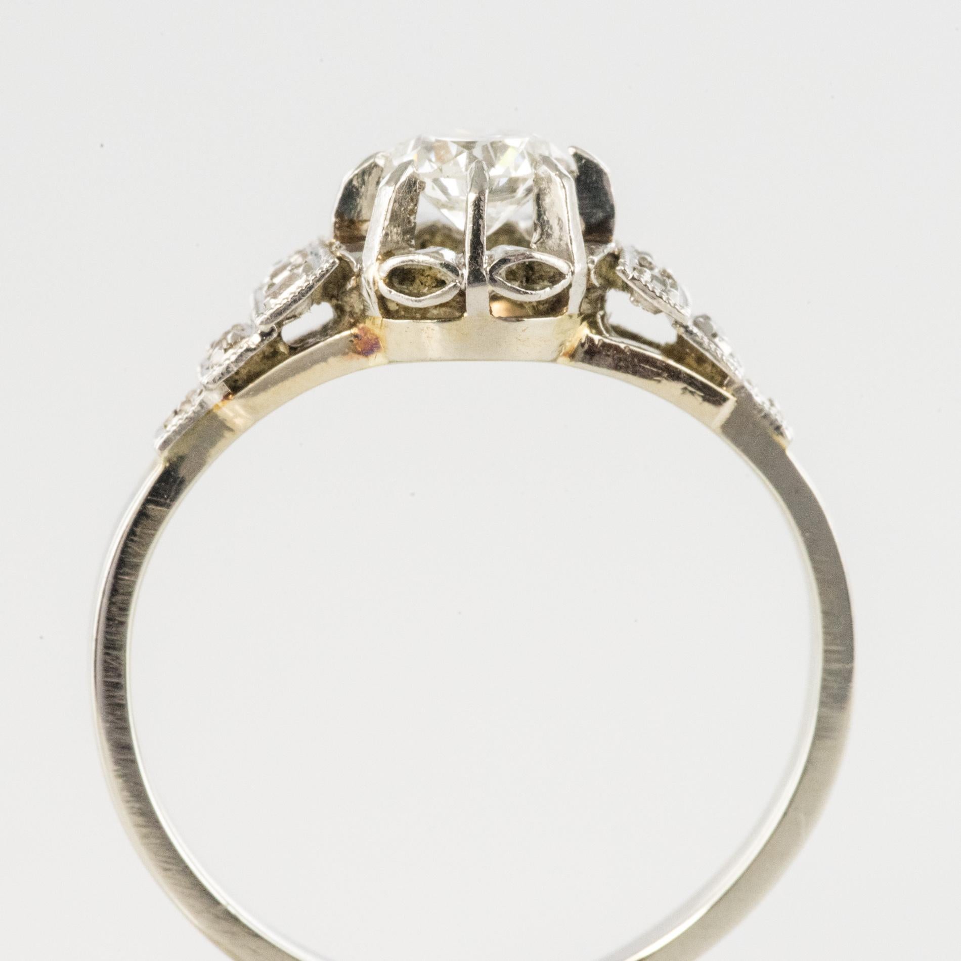 French 1920s Art Deco Diamonds 18 Karat White Gold Ring 7