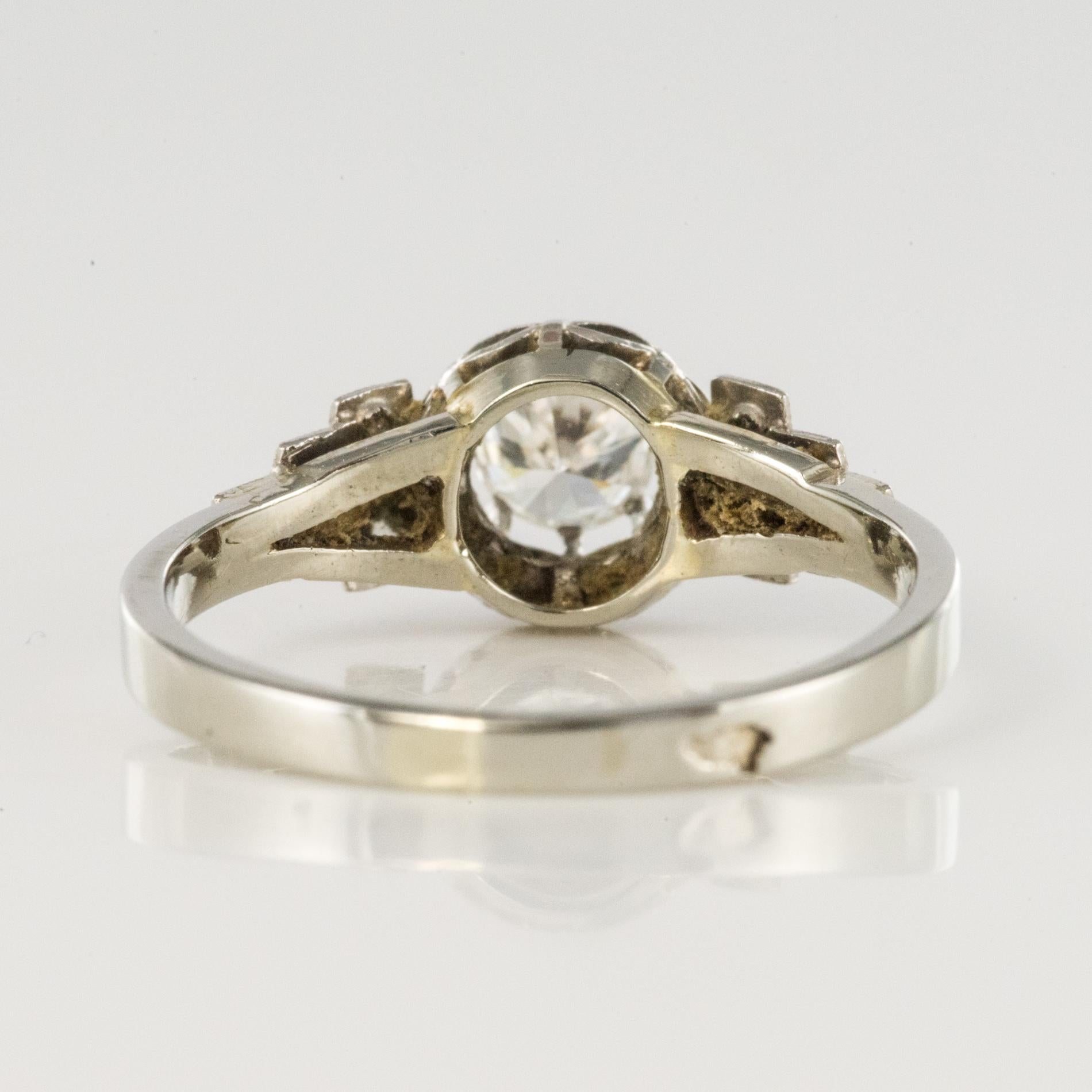 French 1920s Art Deco Diamonds 18 Karat White Gold Ring 8