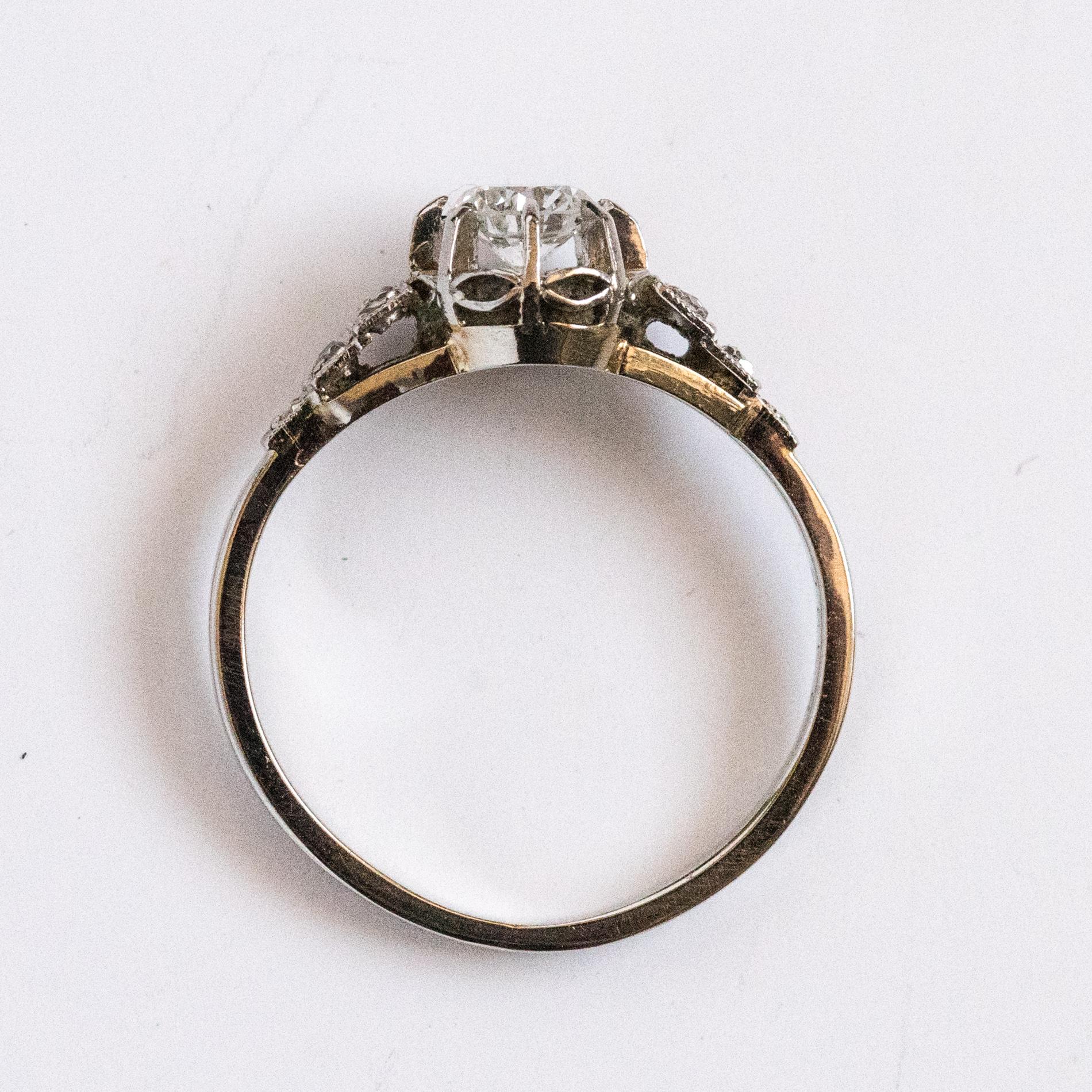 French 1920s Art Deco Diamonds 18 Karat White Gold Ring 9