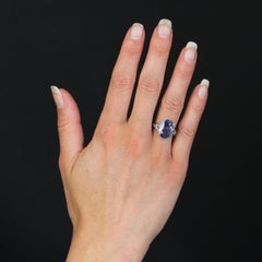 French 1920s Art Deco Natural Ceylon Sapphire Diamonds Platinum Ring