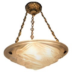  French 1920's Art Deco Pendant Chandelier by Jean Noverdy. 2 in stock