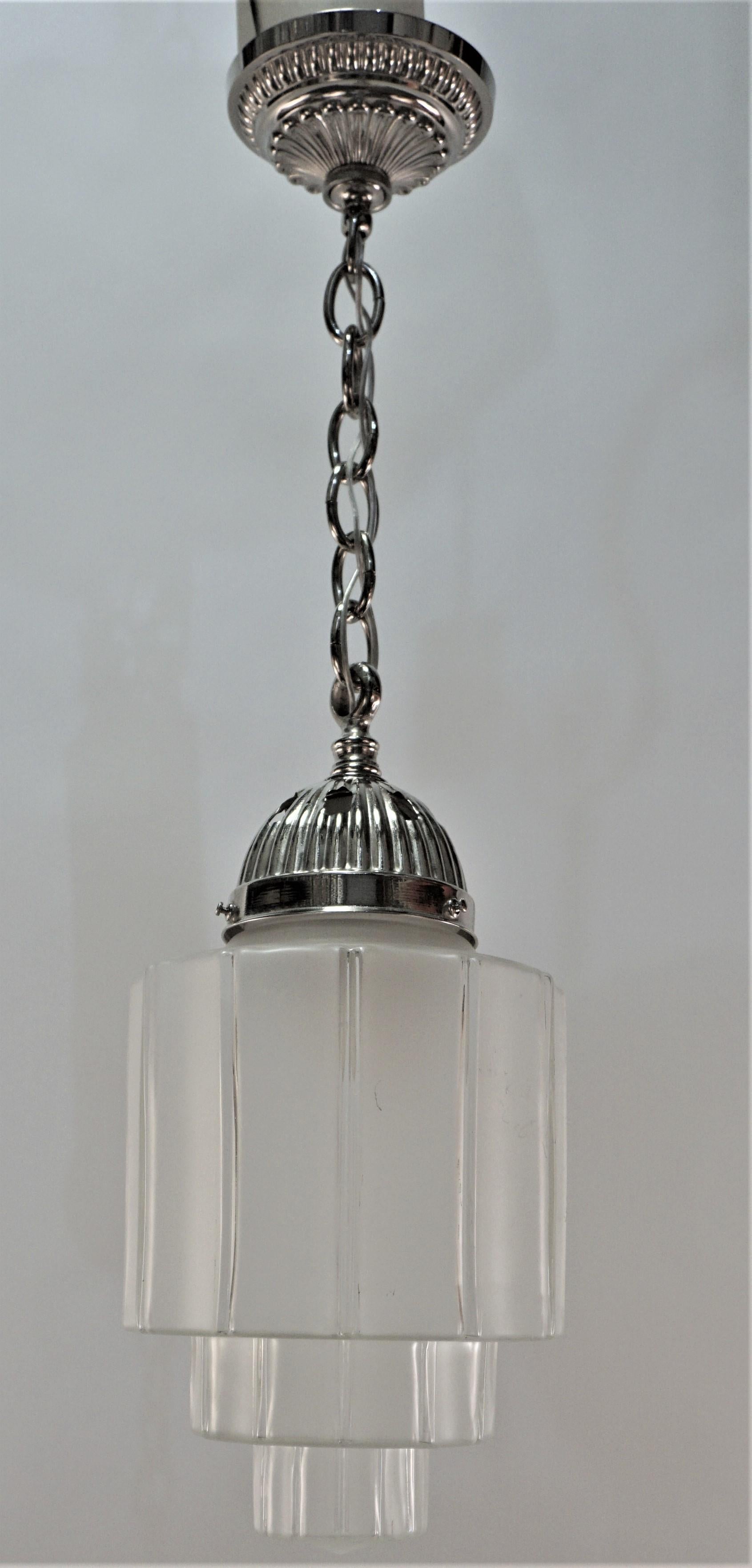Early 20th Century French 1920's Art Deco Pendant Chandelier