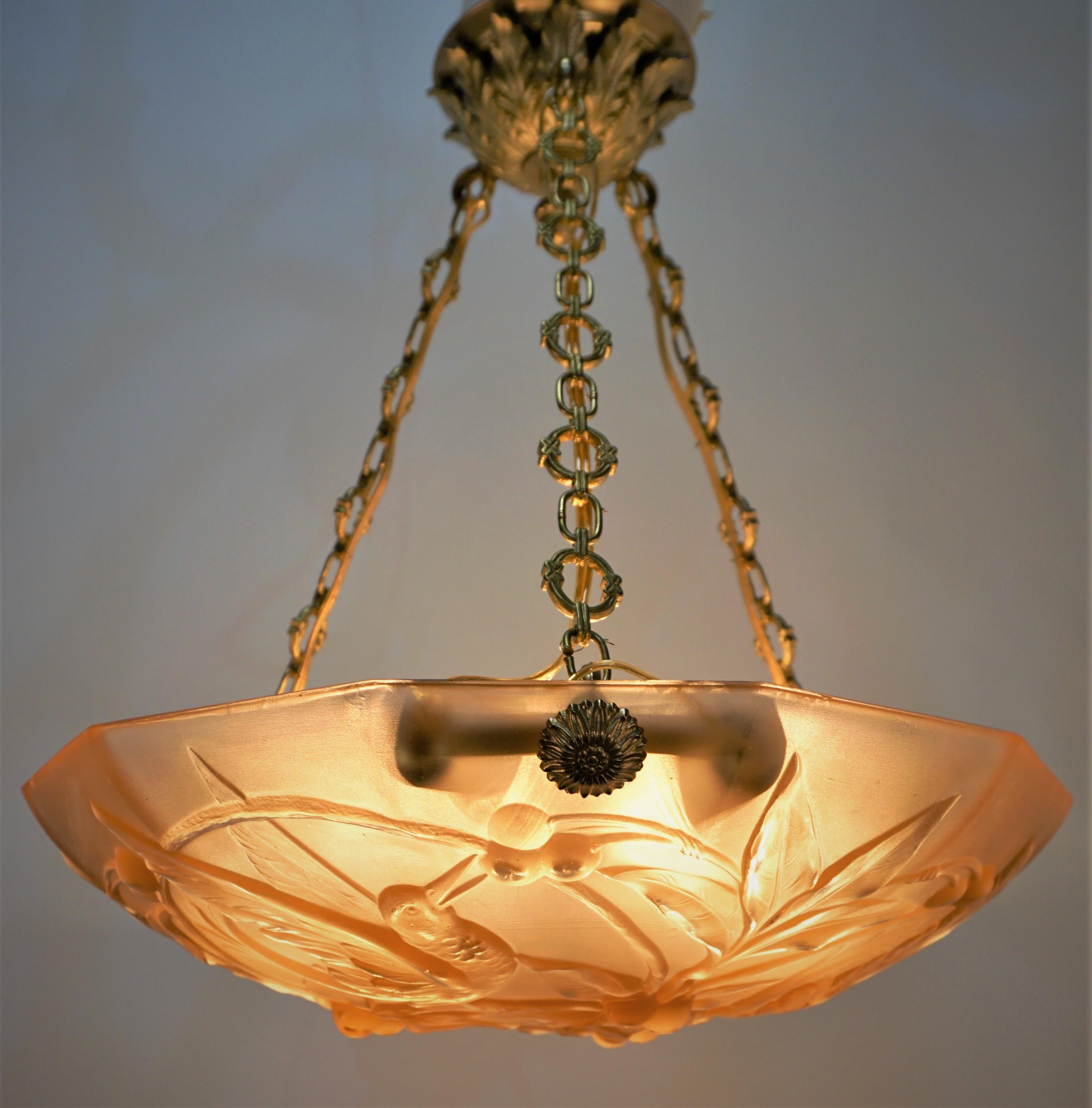 Early 20th Century French 1920's Art Deco Pendant chandelier