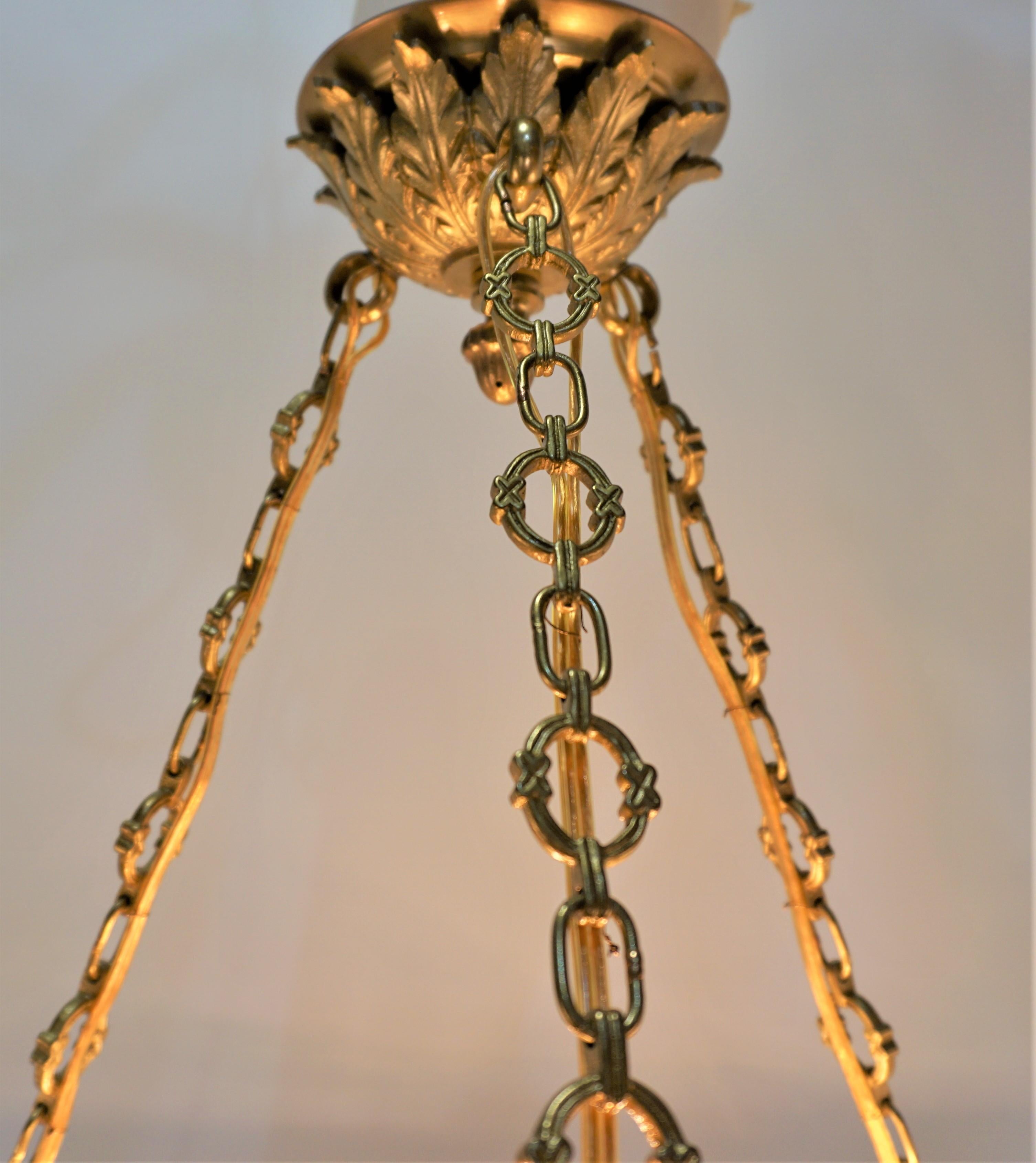 Bronze French 1920's Art Deco Pendant chandelier