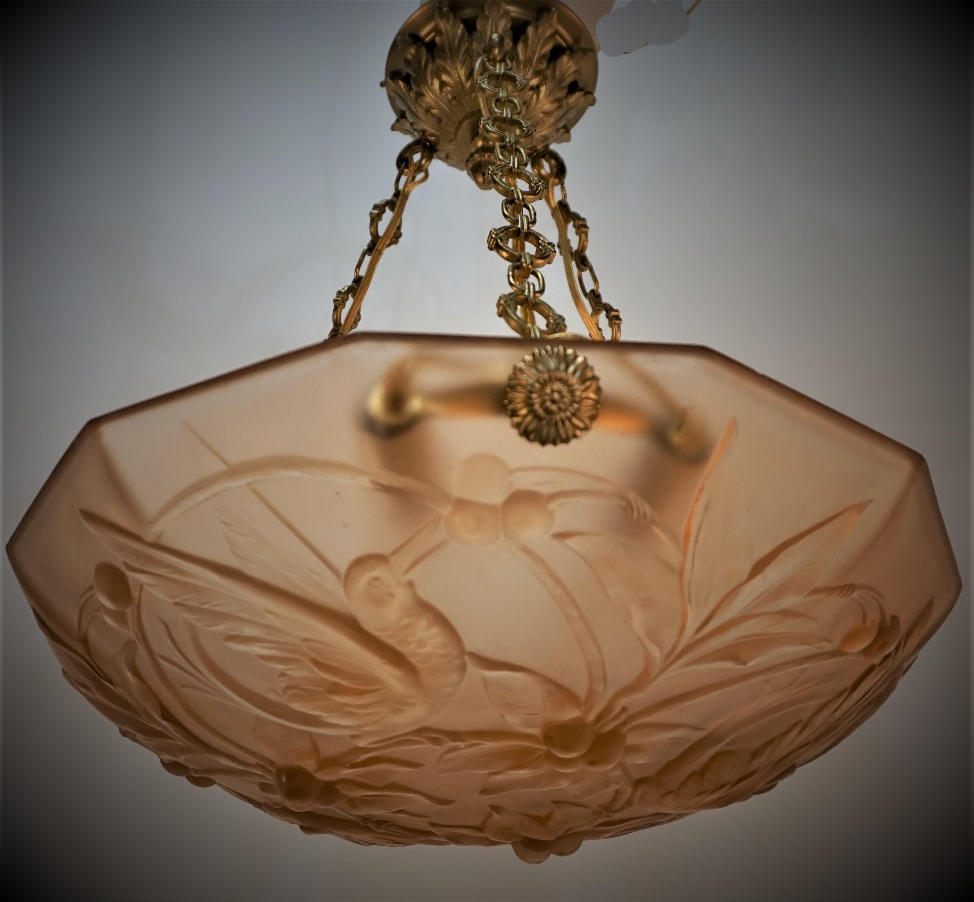 French 1920's Art Deco Pendant chandelier 1