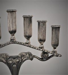 French, 1920's Art Deco Silver Menorah