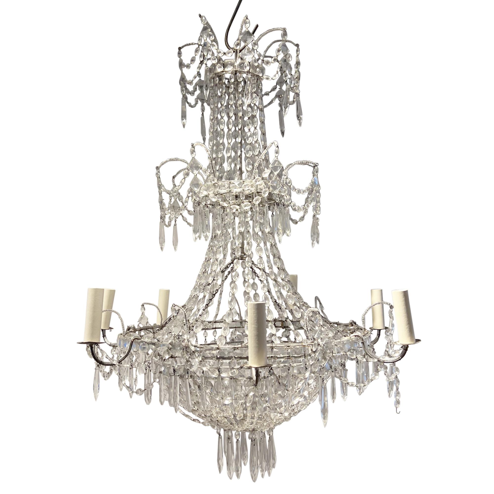 Early 20th Century French 1920s Beaded Glass Chandelier For Sale