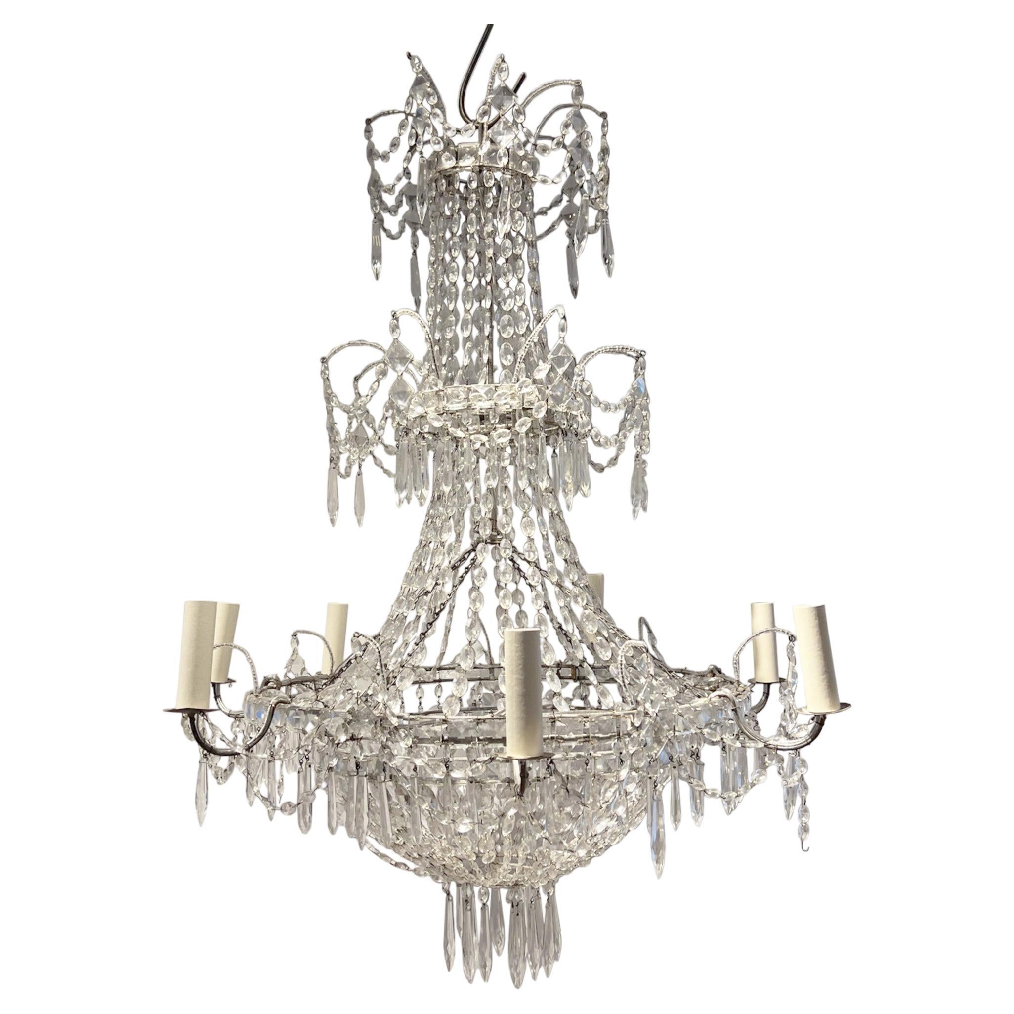 French 1920s Beaded Glass Chandelier For Sale