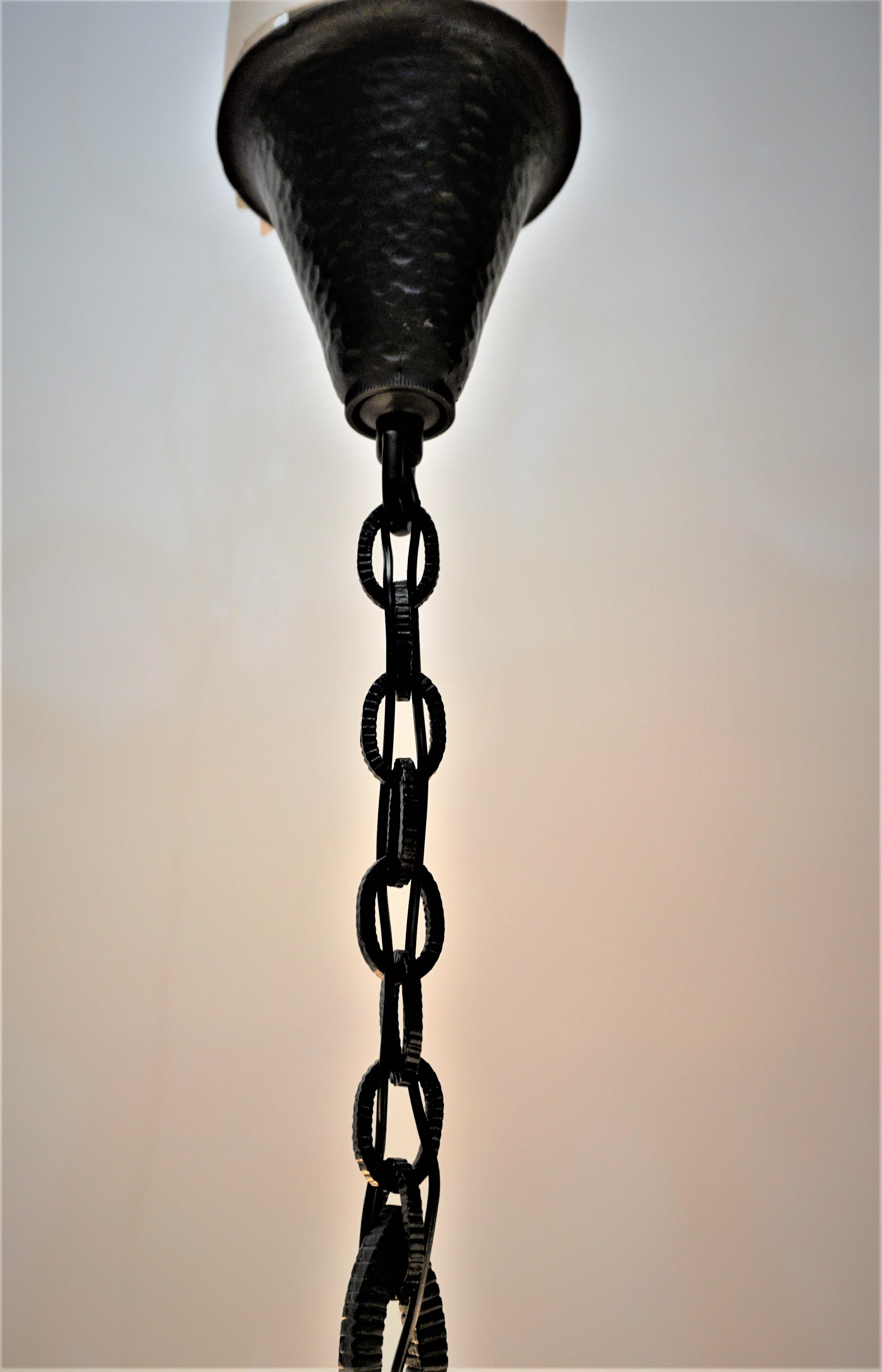 French 1920's Black Iron Chandelier For Sale 1