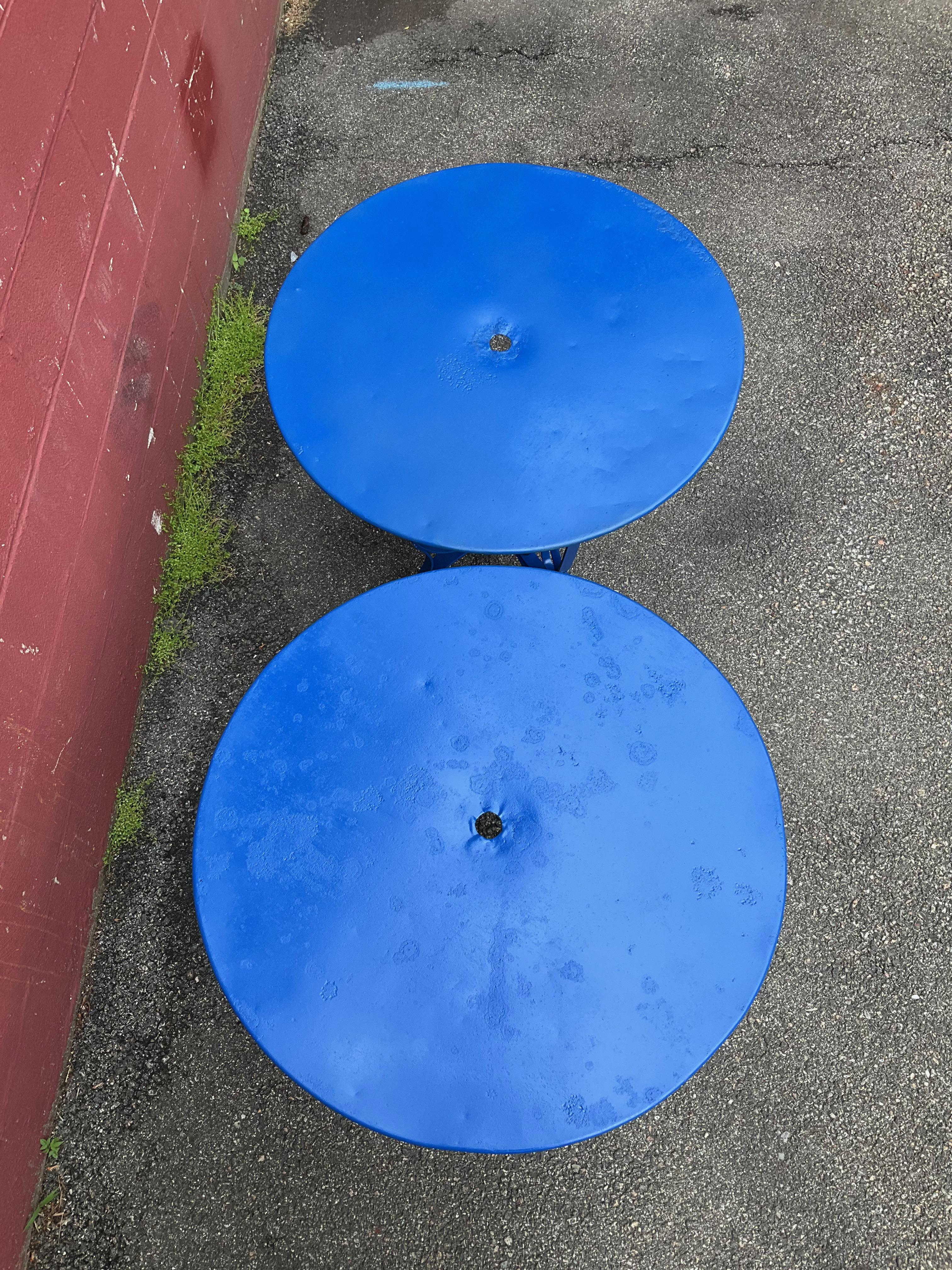 French 1920’s Blue Painted Garden Table For Sale 4