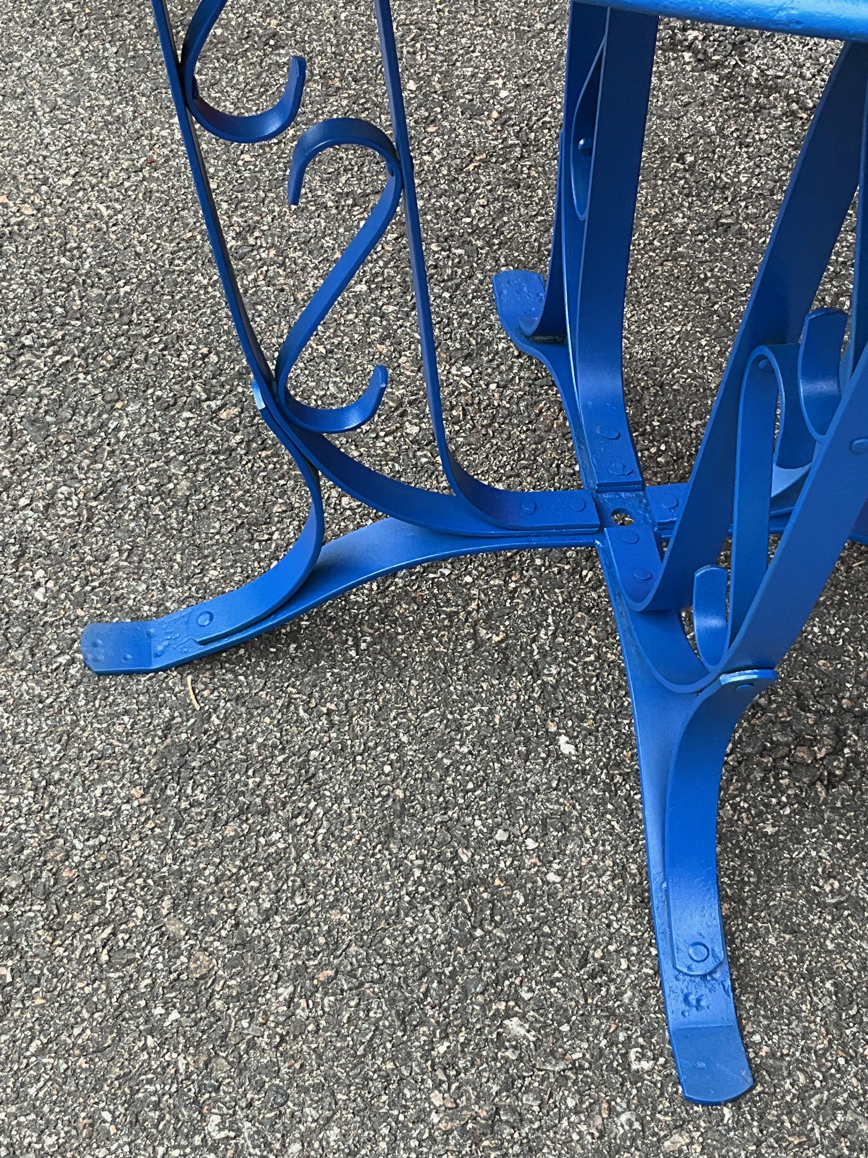 French 1920’s Blue Painted Garden Table For Sale 6