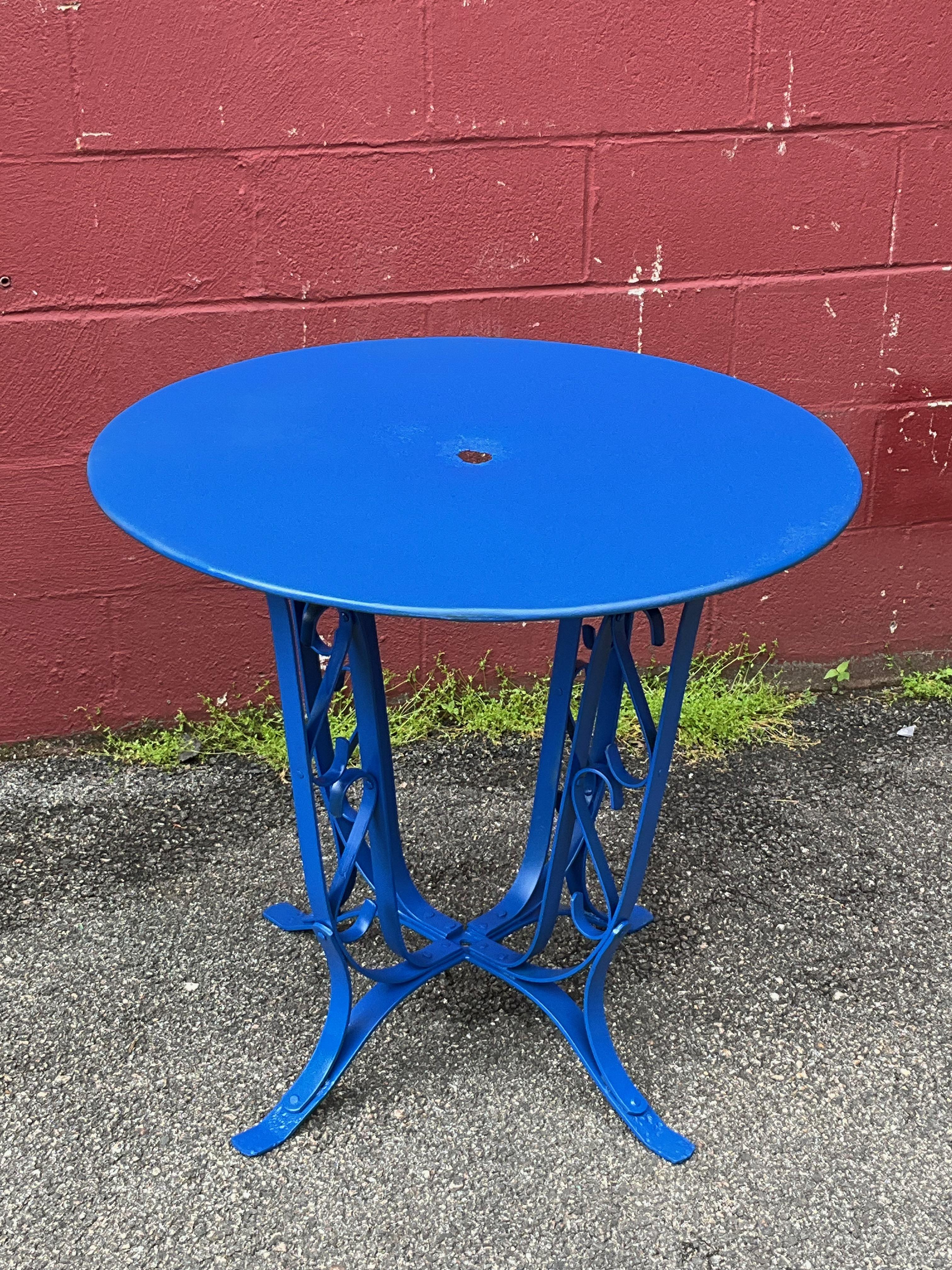 Art Deco French 1920’s Blue Painted Garden Table For Sale