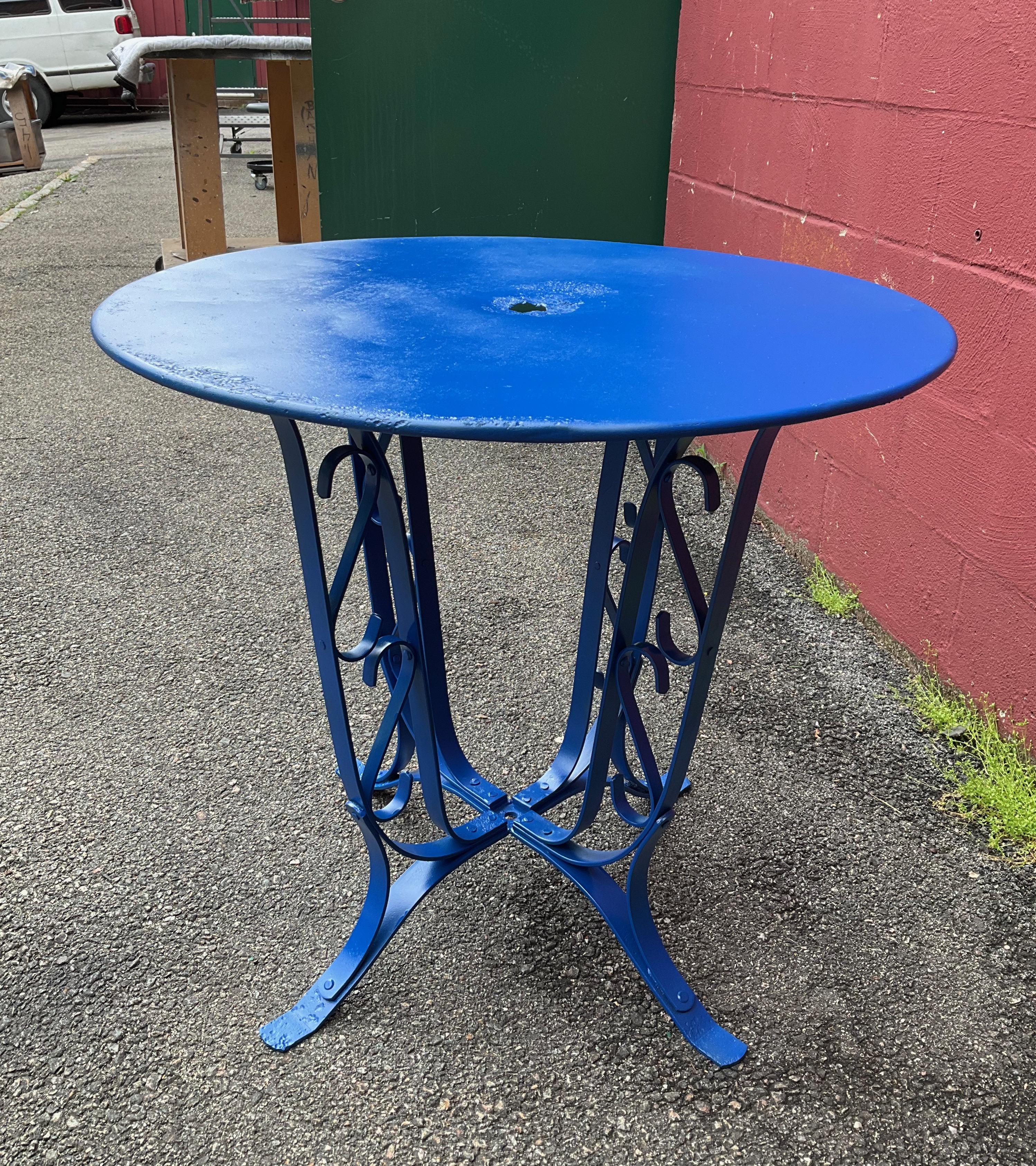 Early 20th Century French 1920’s Blue Painted Garden Table For Sale