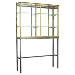 Antique French 1920’s brass glazed shop display cabinet by Segel