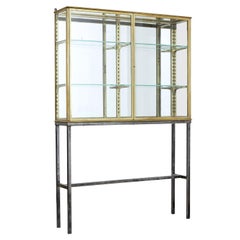 French 1920s Brass Glazed Shop Display Cabinet by Siegel