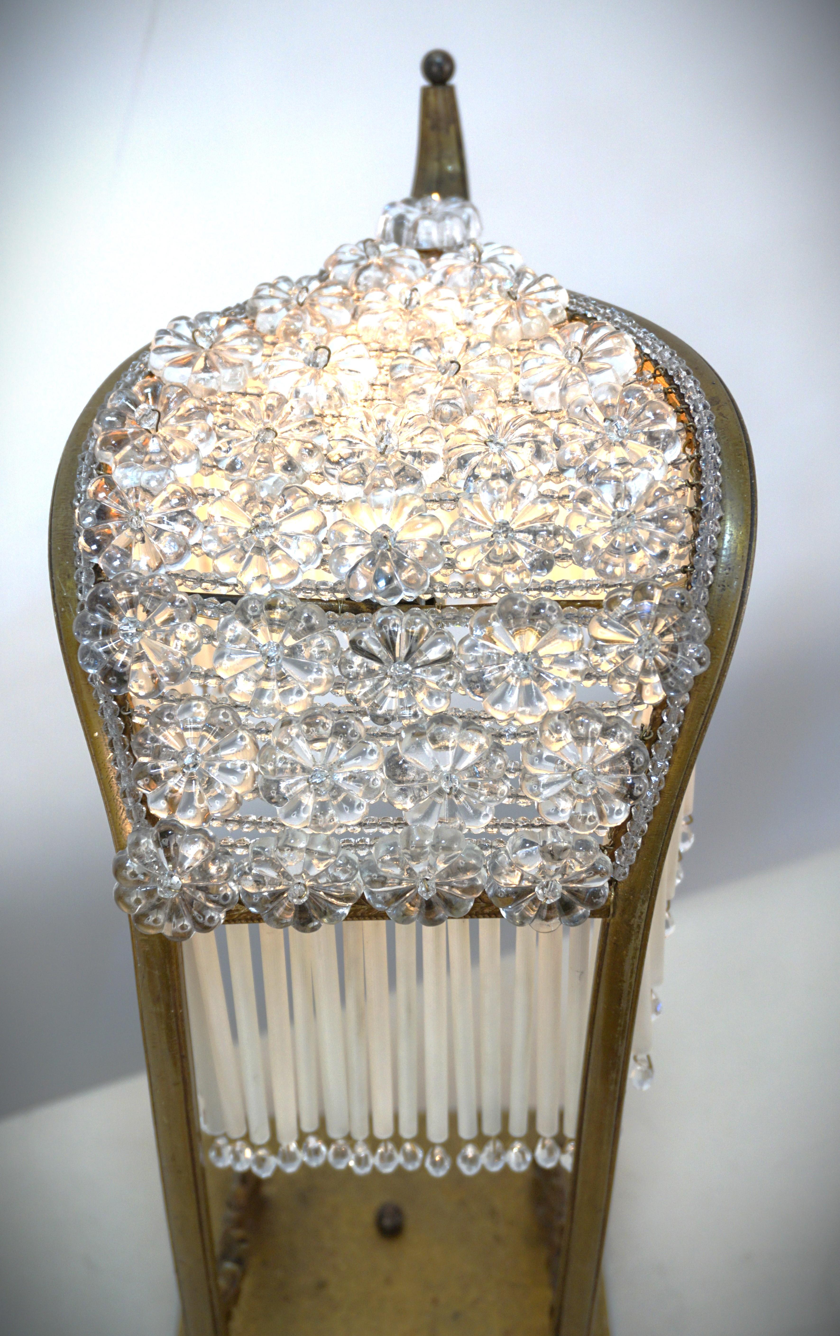 French 1920's Bronze and Crystal Table Lamp For Sale 1